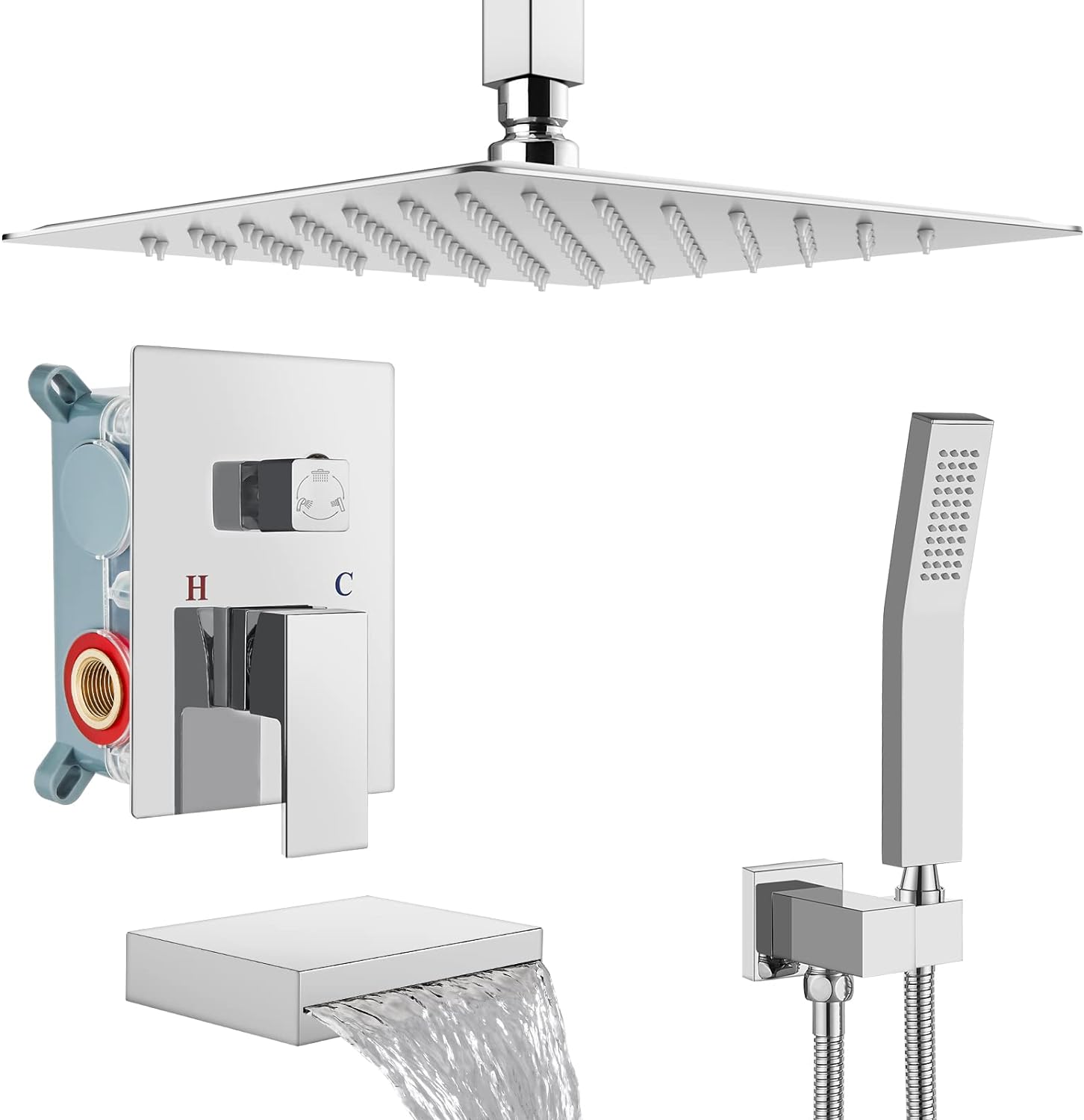 Wovier Shower System Rain Shower Handheld Sprayer with Shower Hose - W8811-6