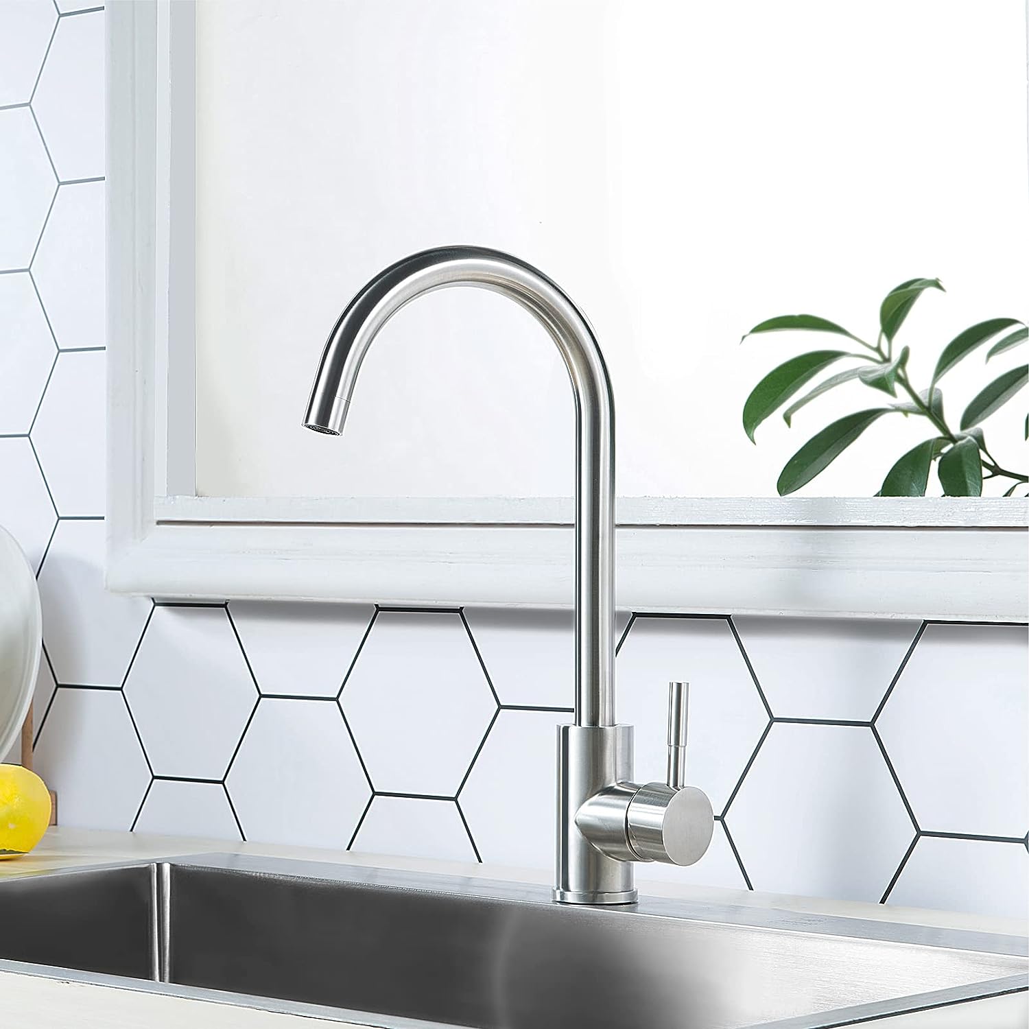 Wovier Kitchen Faucet,Single Handle Single Hole Kitchen Sink Faucet - W8501-01