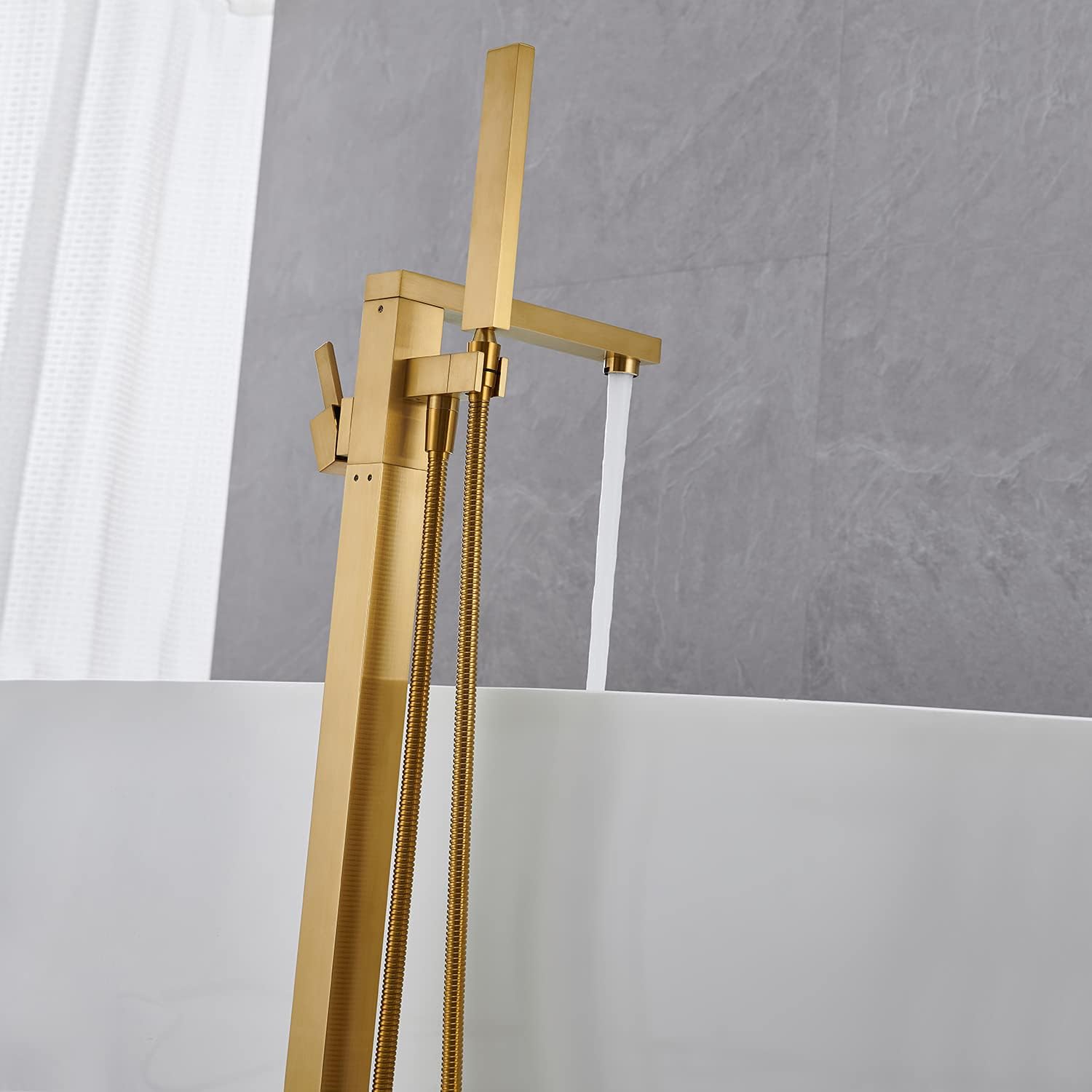 Wovier Floor Mounted Tub Filler Faucet, Freestanding Bathtub Faucet with Hand Shower W8792