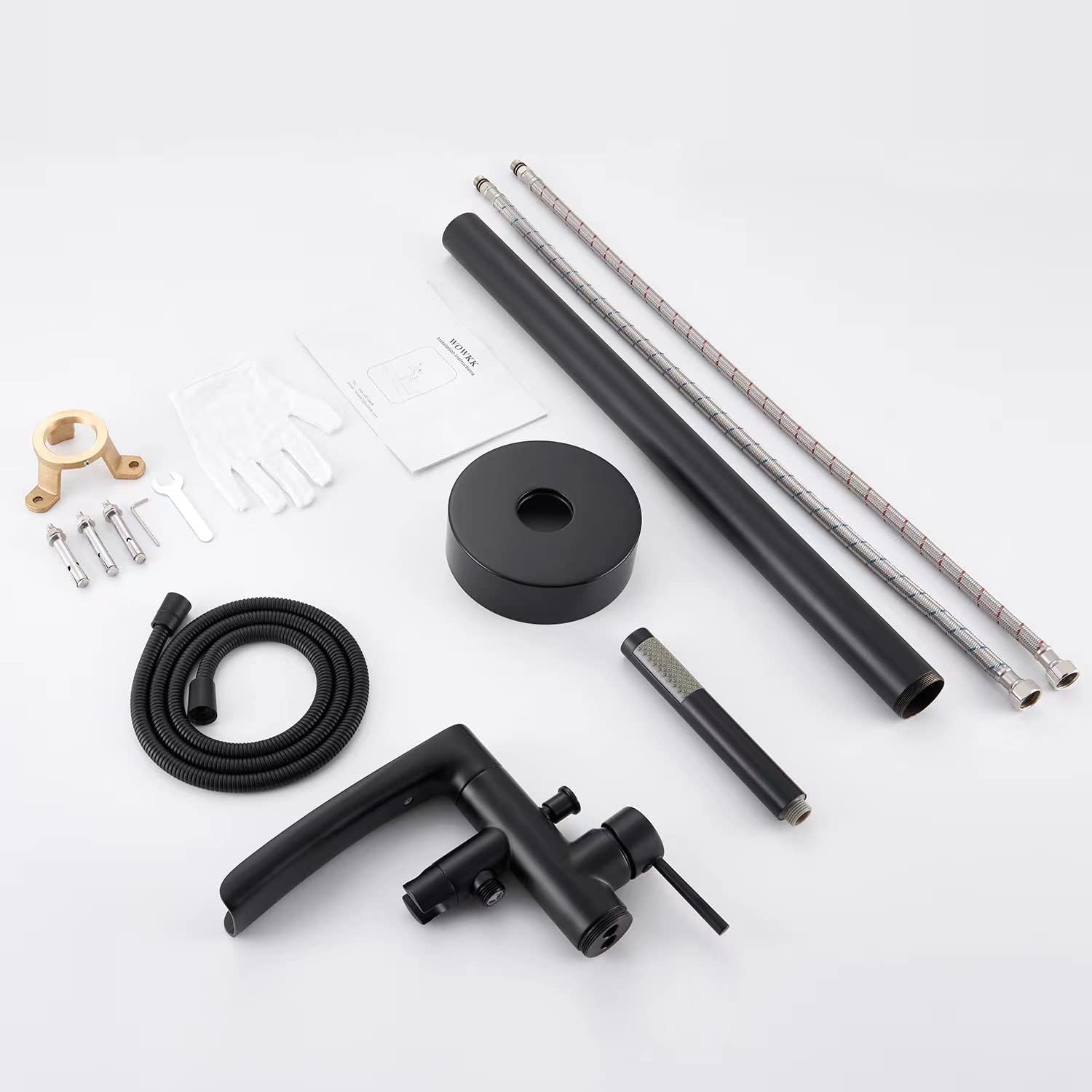 Wovier Floor Mounted Tub Filler Faucet, Freestanding Bathtub Faucet with Hand Shower W8787