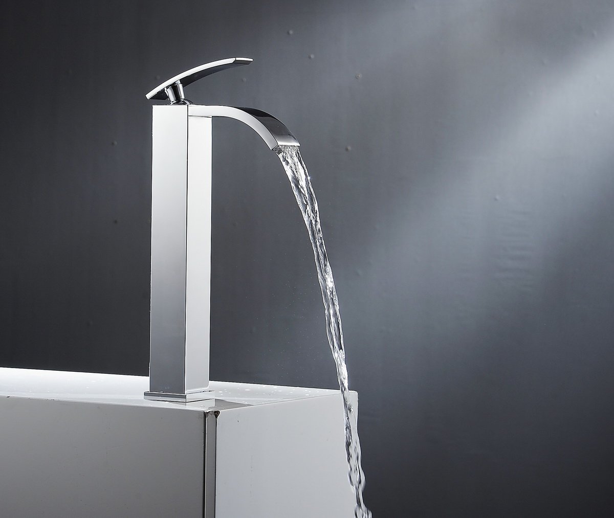 Wovier Waterfall Vessel Faucet with Supply Hose,Single Handle Single Hole Bathroom Faucet W8235-14