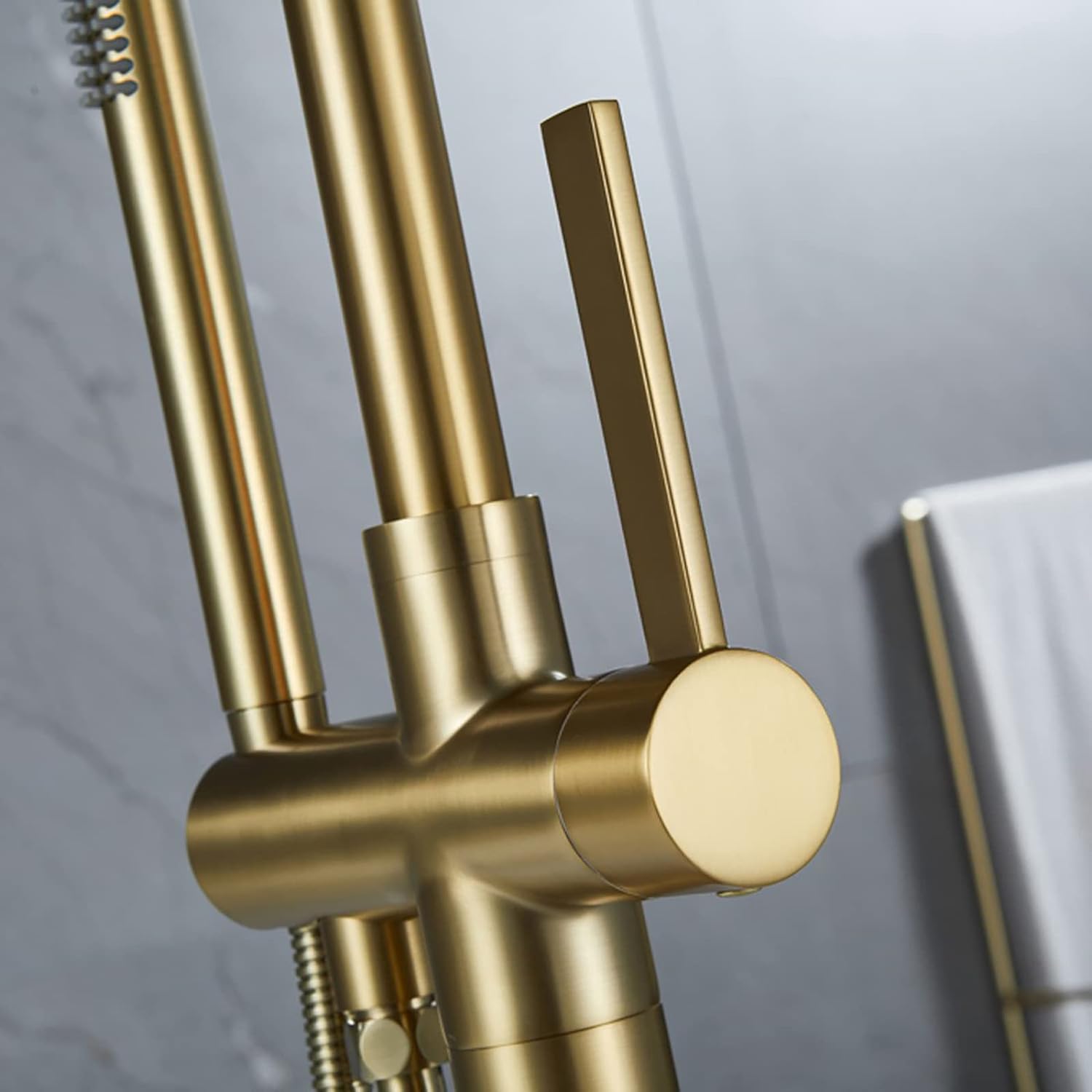 Wovier Floor Mounted Tub Filler Faucet, Freestanding Bathtub Faucet with Hand Shower W8791