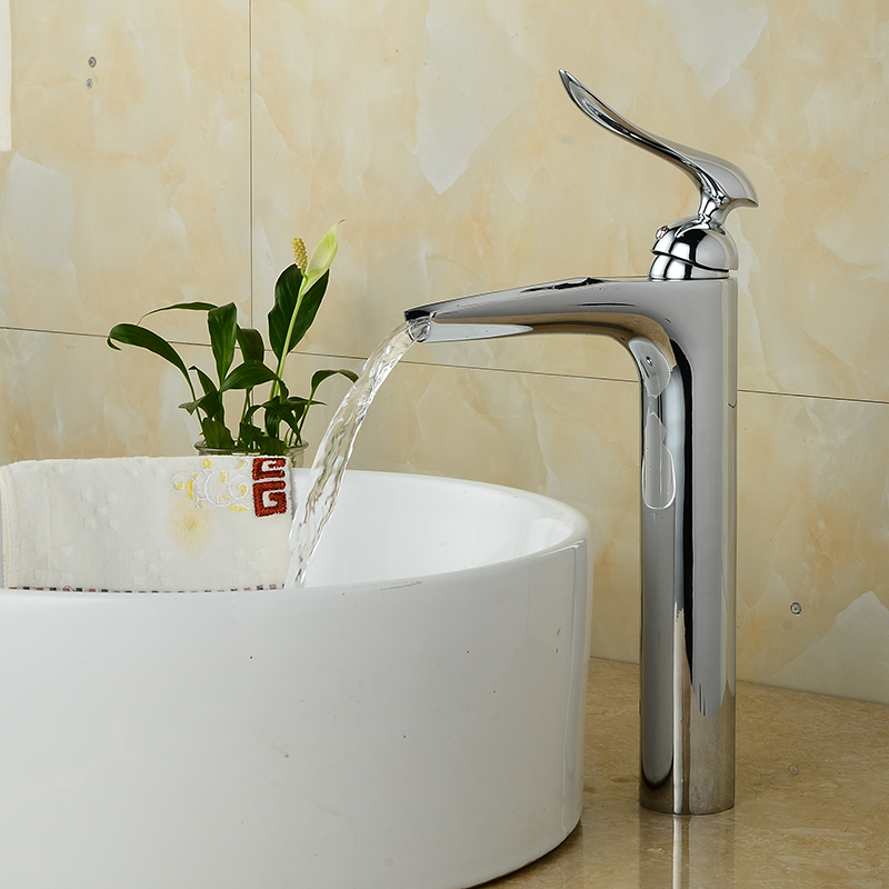 Wovier Waterfall Vessel Faucet with Supply Hose,Single Handle Single Hole Bathroom Faucet W8366-11