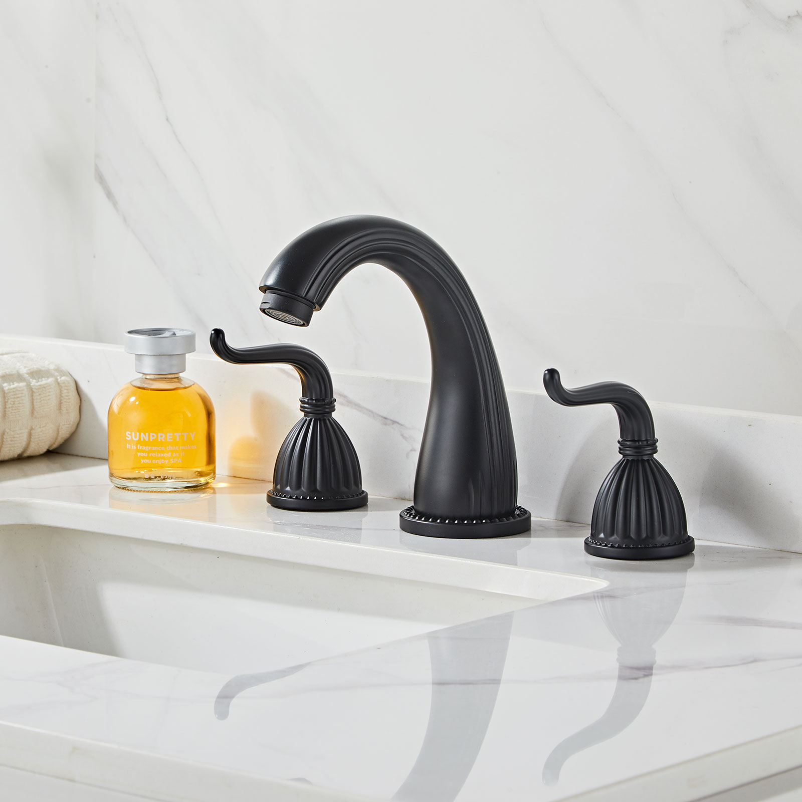 Wovier Widespread Faucet,Three Handle Two Hole Bathroom sink Faucet-W8441-9