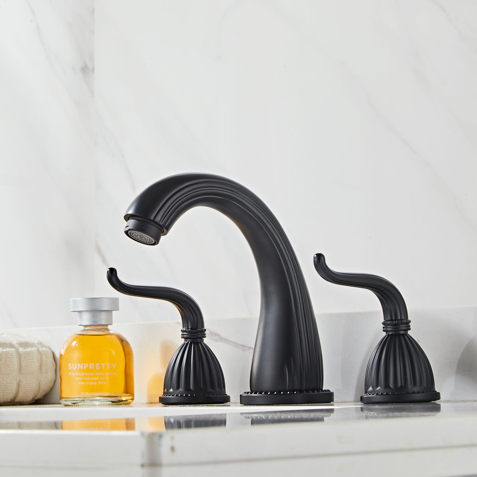 Wovier Widespread Faucet,Three Handle Two Hole Bathroom sink Faucet-W8441-8