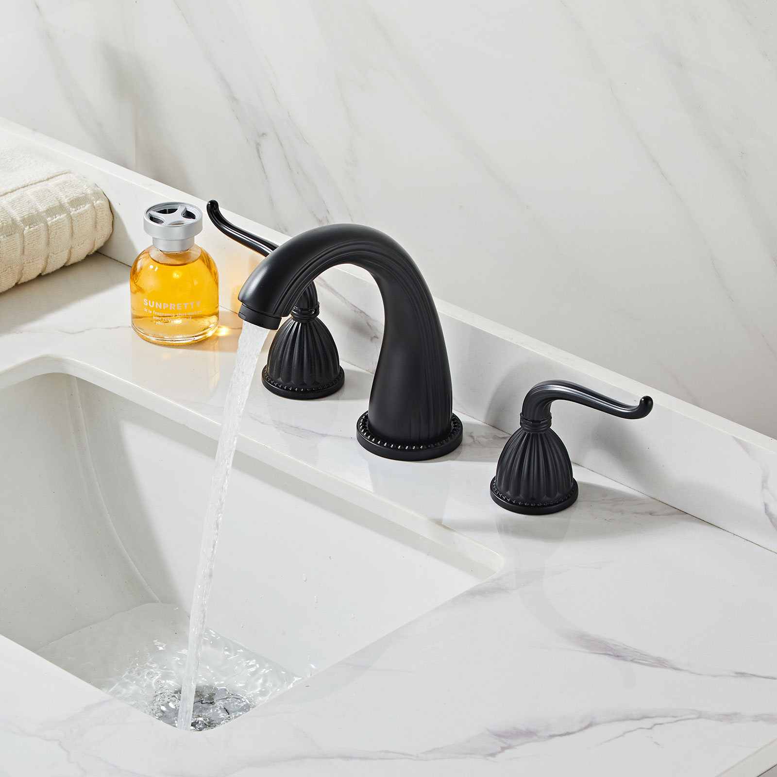 Wovier Widespread Faucet,Three Handle Two Hole Bathroom sink Faucet-W8441-7