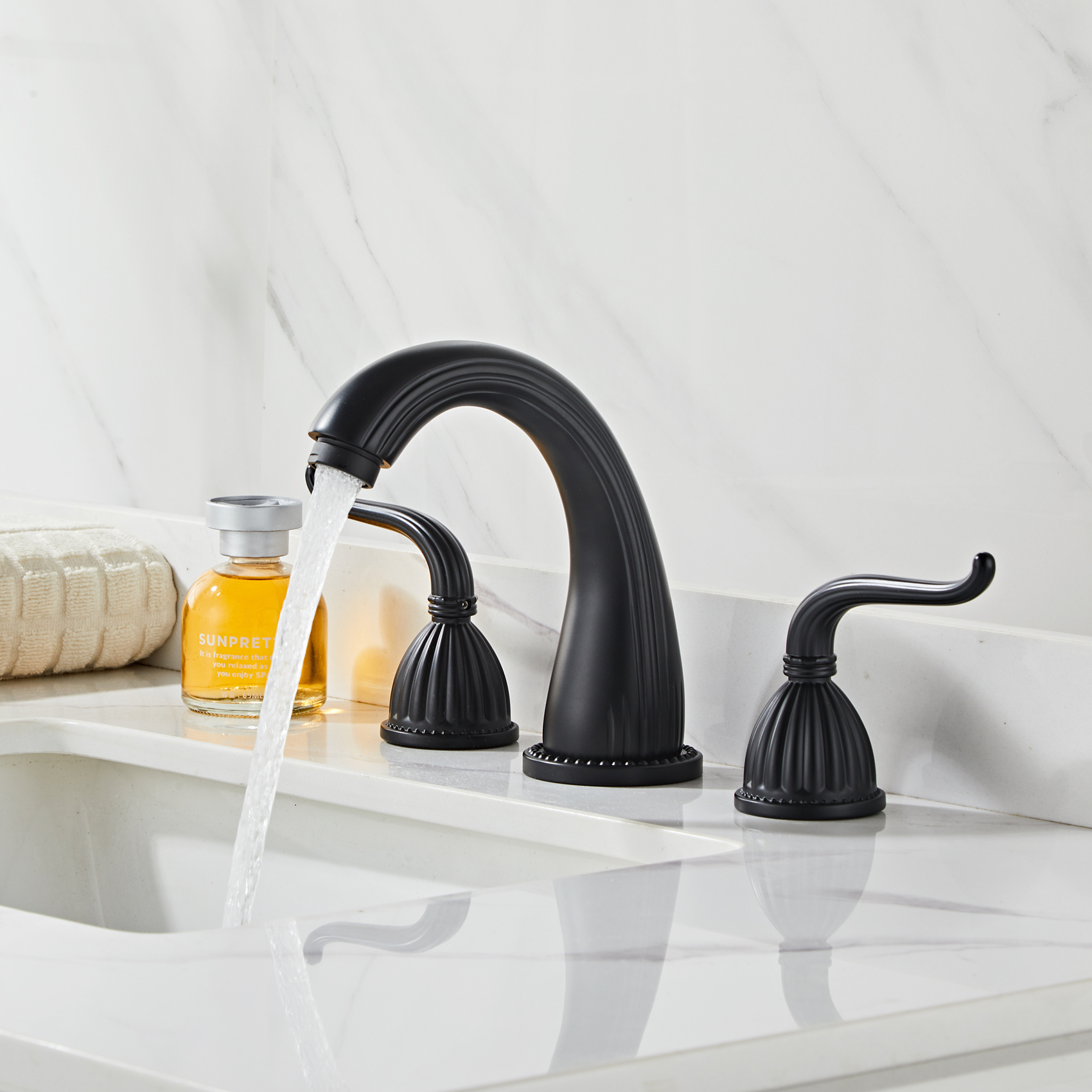 Wovier Widespread Faucet,Three Handle Two Hole Bathroom sink Faucet-W8441-01