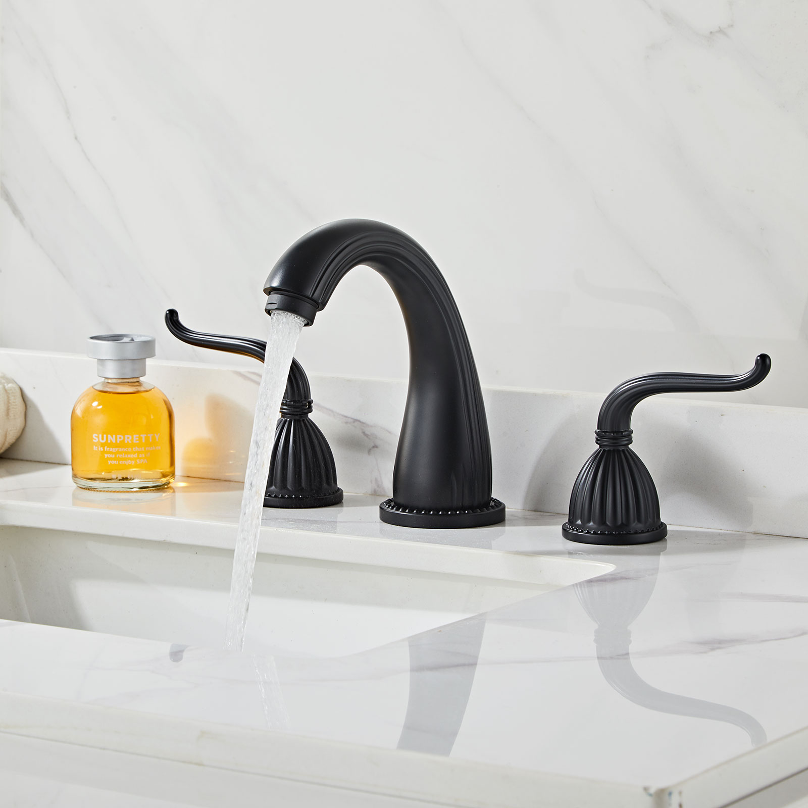 Wovier Widespread Faucet,Three Handle Two Hole Bathroom sink Faucet-W8441-10