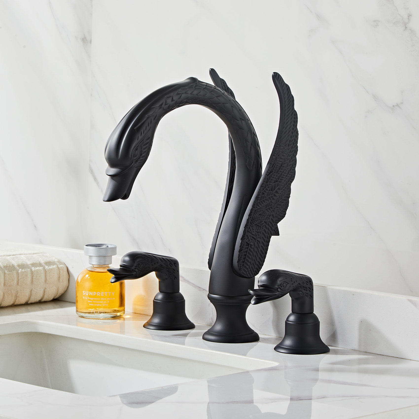 Wovier Widespread Faucet,Three Handle Two Hole Bathroom sink Faucet-W8428-07