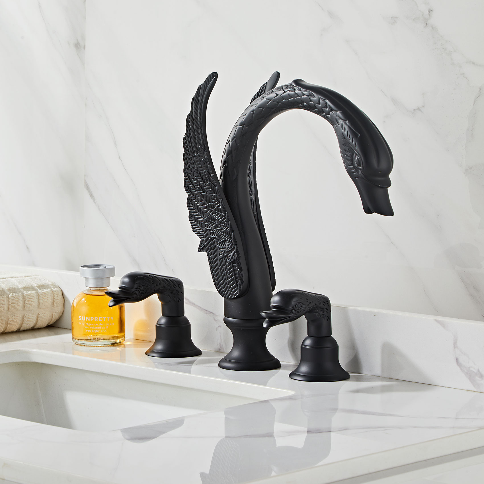 Wovier Widespread Faucet,Three Handle Two Hole Bathroom sink Faucet-W8428-15