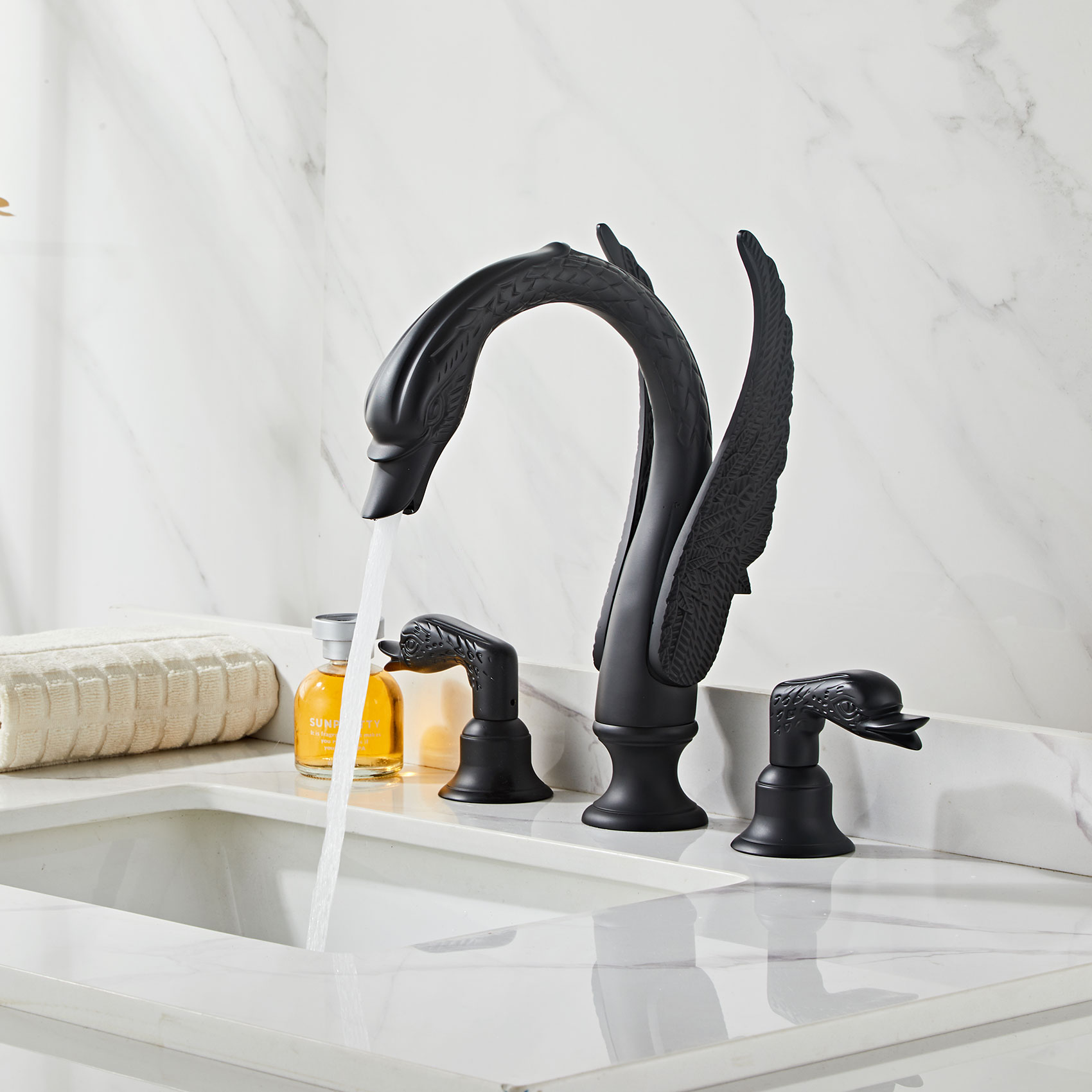 Wovier Widespread Faucet,Three Handle Two Hole Bathroom sink Faucet-W8428-13