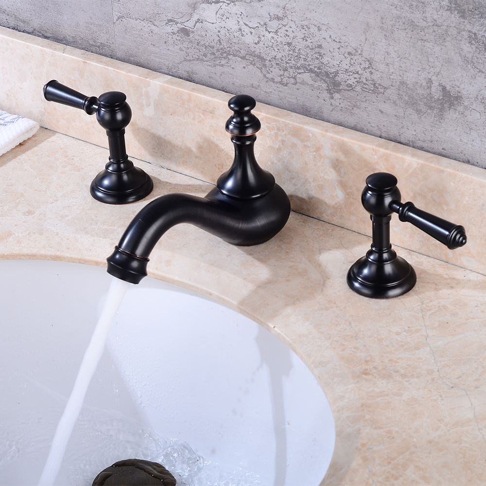 Wovier Widespread Faucet with Supply Hose,Three Handle Two Hole Bathroom Faucet W8405-6