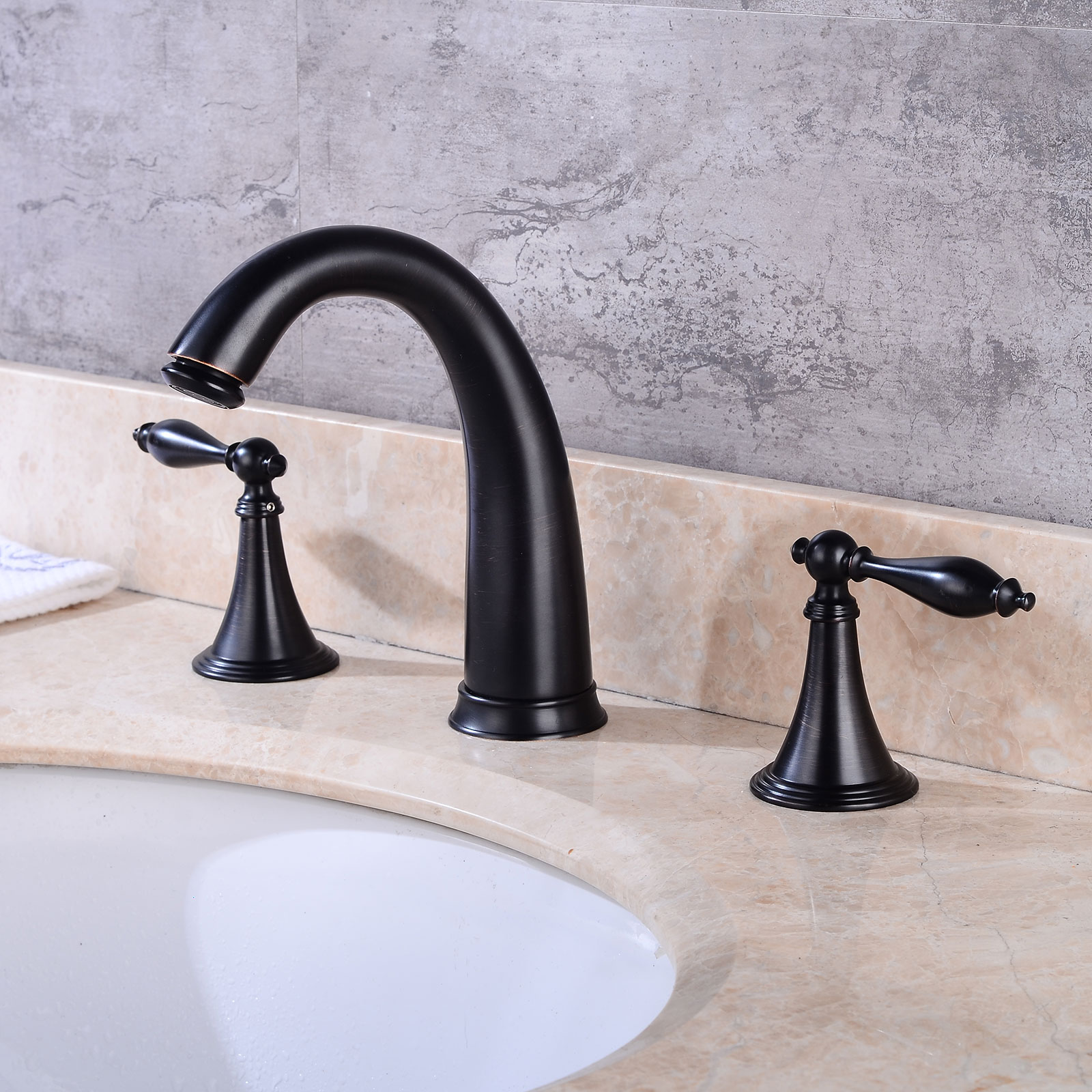 Wovier Widespread Faucet,Three Handle Two Hole Bathroom sink Faucet-Wovier W8401-16