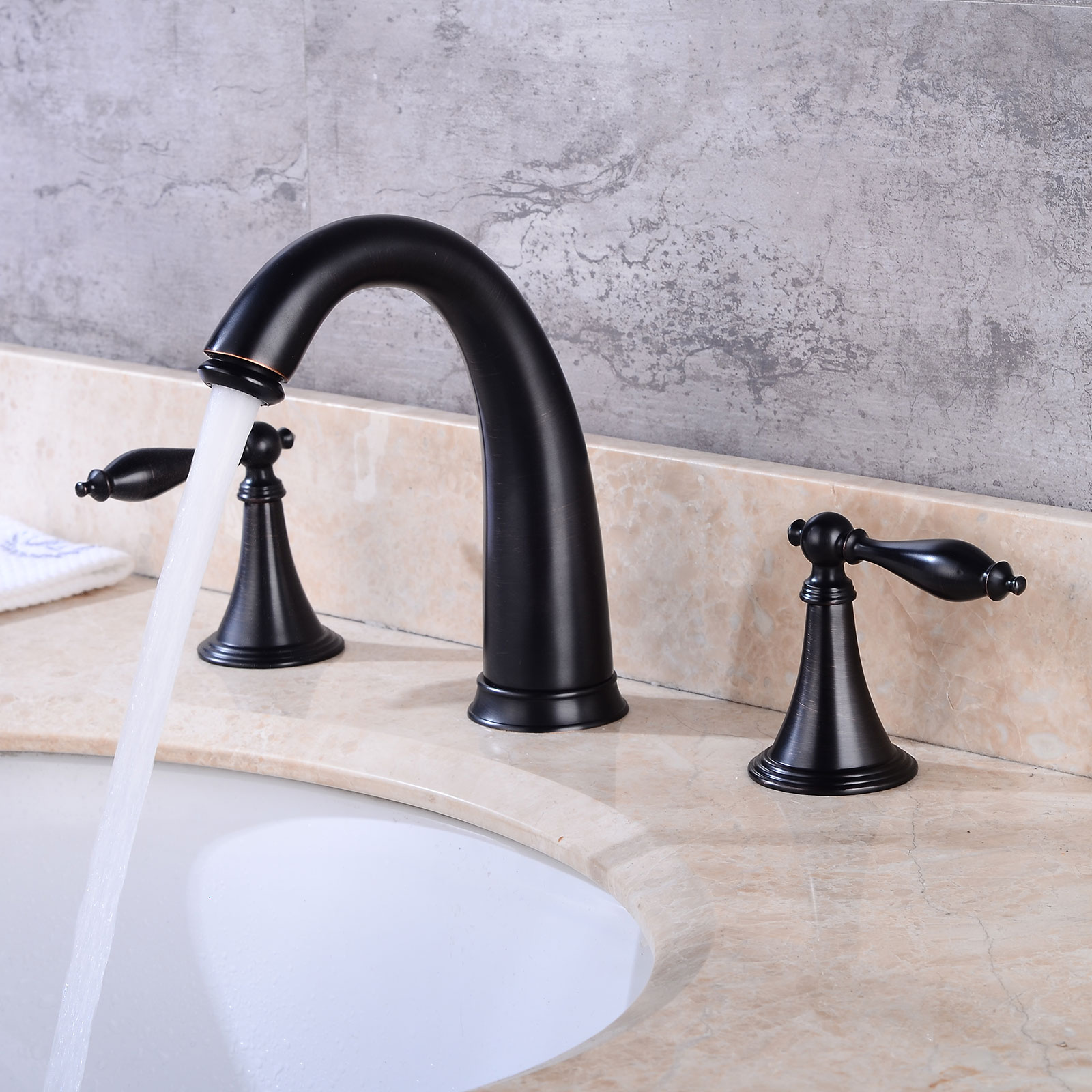 Wovier Widespread Faucet,Three Handle Two Hole Bathroom sink Faucet-Wovier W8401-17