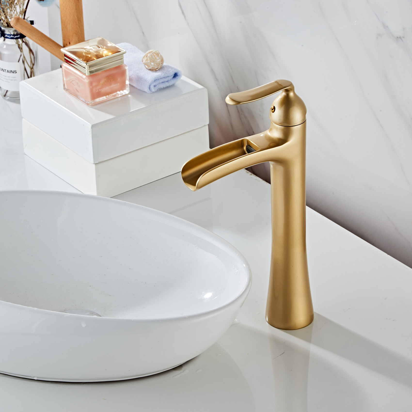 Wovier Waterfall Vessel Faucet, Single Handle Single Hole Bathroom Faucet - w8237-20