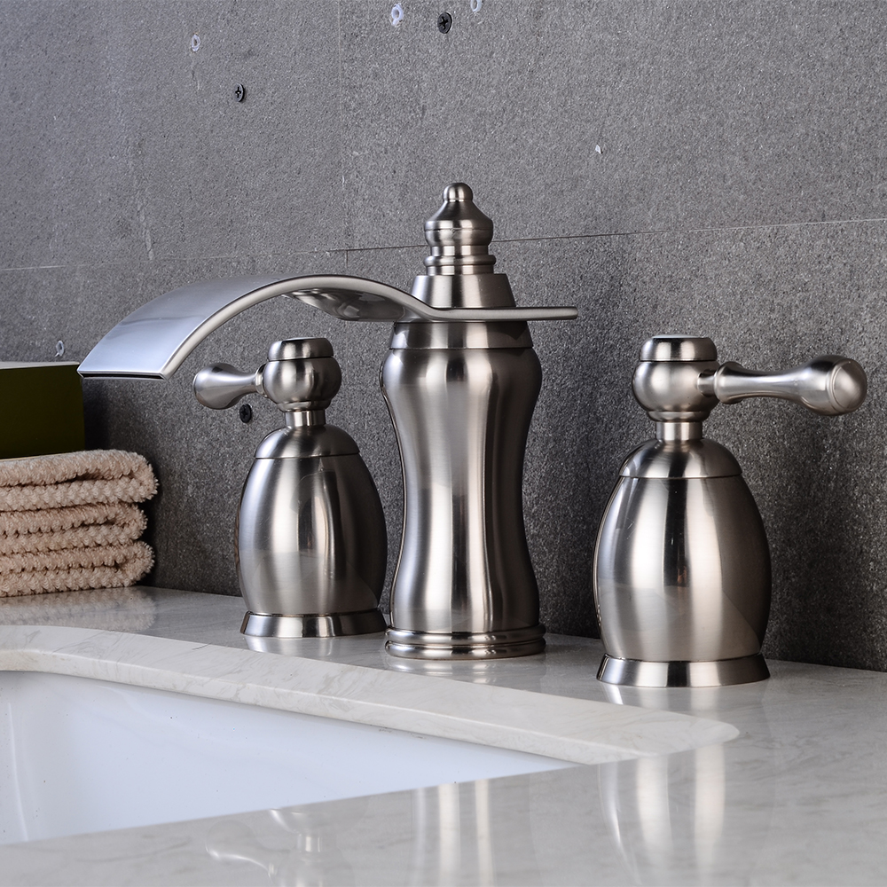 Wovier Widespread Faucet,Three Handle Two Hole Bathroom sink Faucet-W8414-18