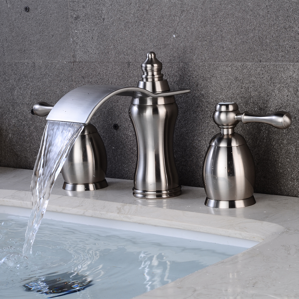 Wovier Widespread Faucet,Three Handle Two Hole Bathroom sink Faucet-W8414-18