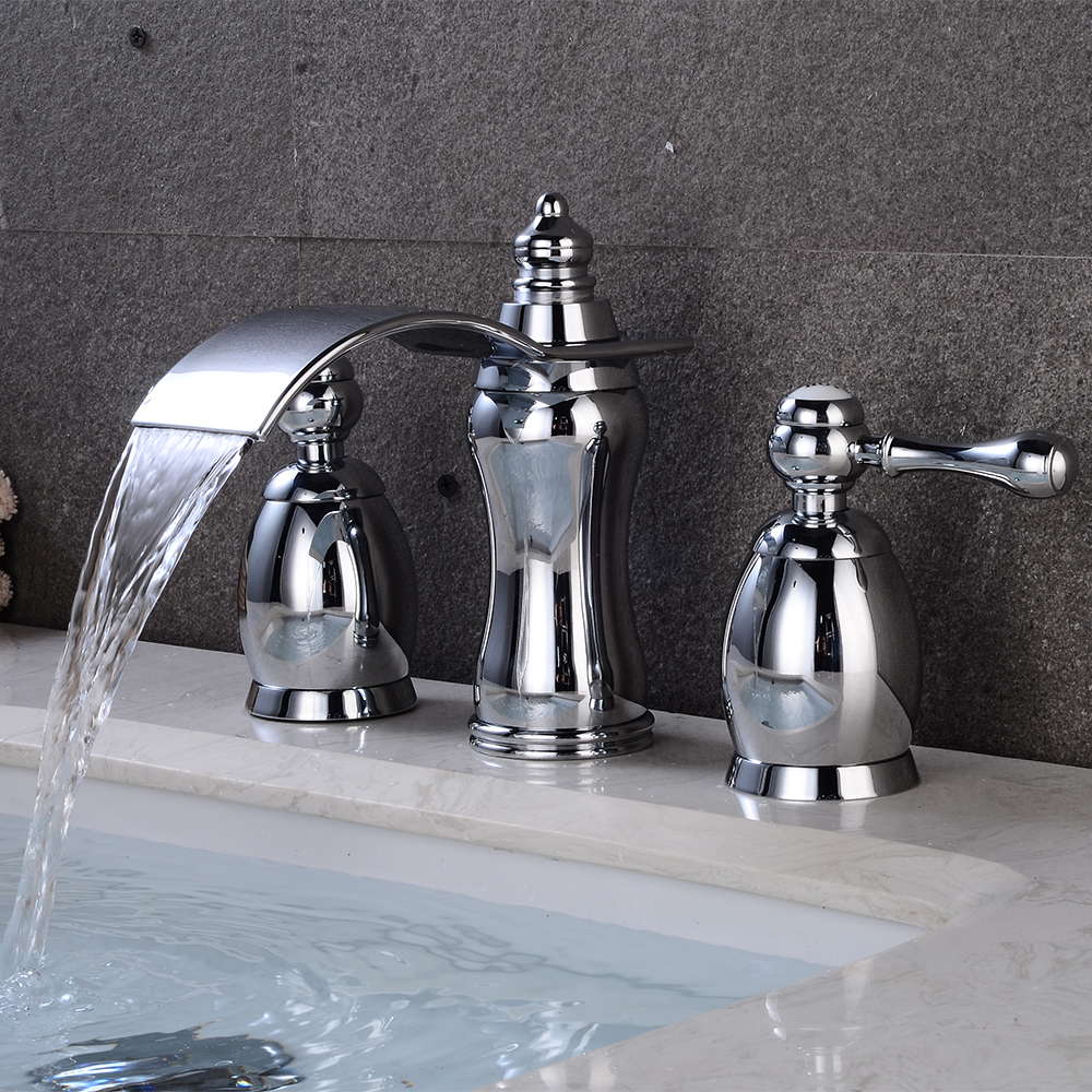 Wovier Widespread Faucet,Three Handle Two Hole Bathroom sink Faucet-W8414-25