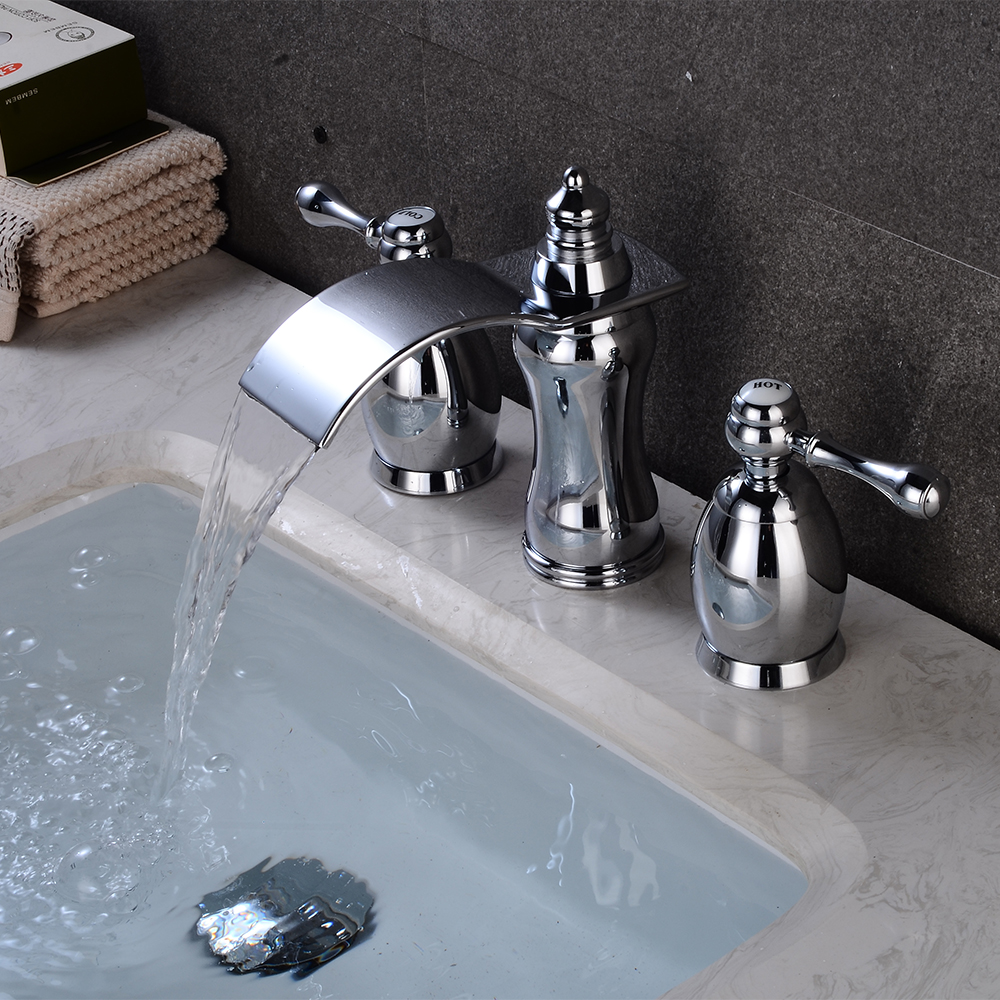 Wovier Widespread Faucet,Three Handle Two Hole Bathroom sink Faucet-W8414-24