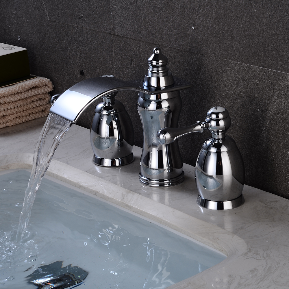 Wovier Widespread Faucet,Three Handle Two Hole Bathroom sink Faucet-W8414-27