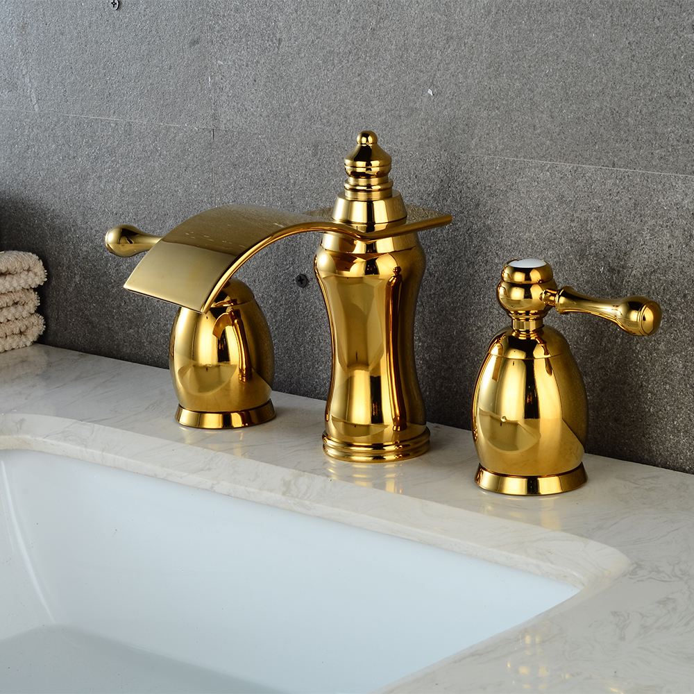 Wovier Widespread Faucet,Three Handle Two Hole Bathroom sink Faucet-W8414-33