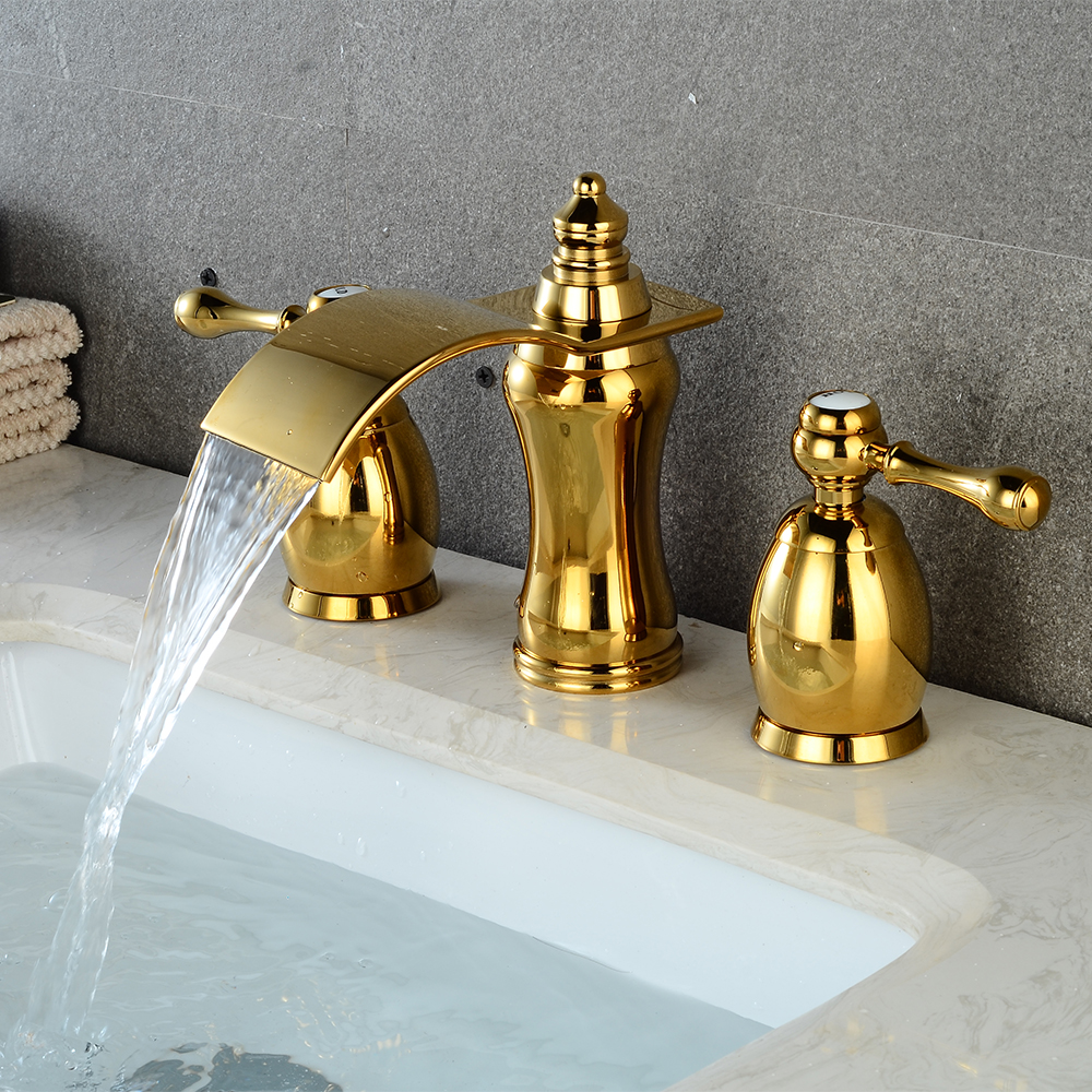 Wovier Widespread Faucet,Three Handle Two Hole Bathroom sink Faucet-W8414-32