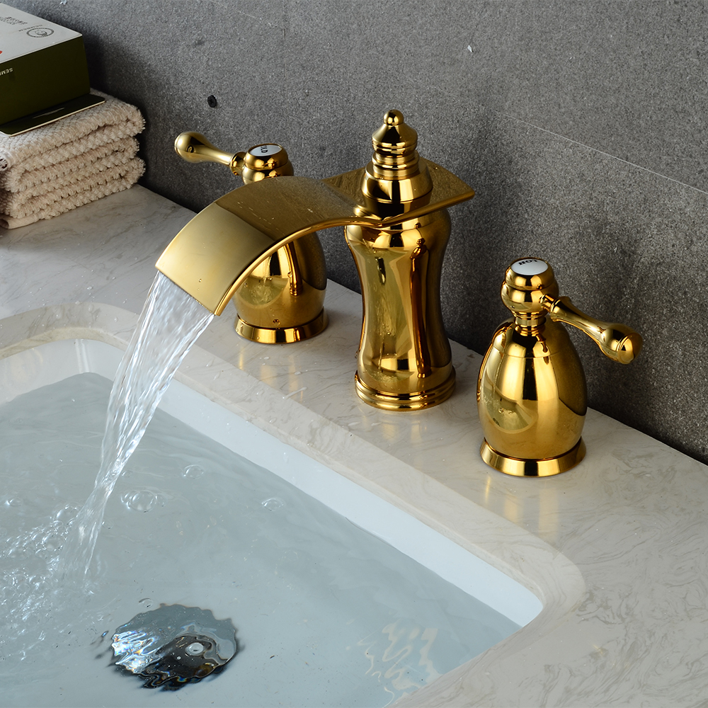 Wovier Widespread Faucet,Three Handle Two Hole Bathroom sink Faucet-W8414-35