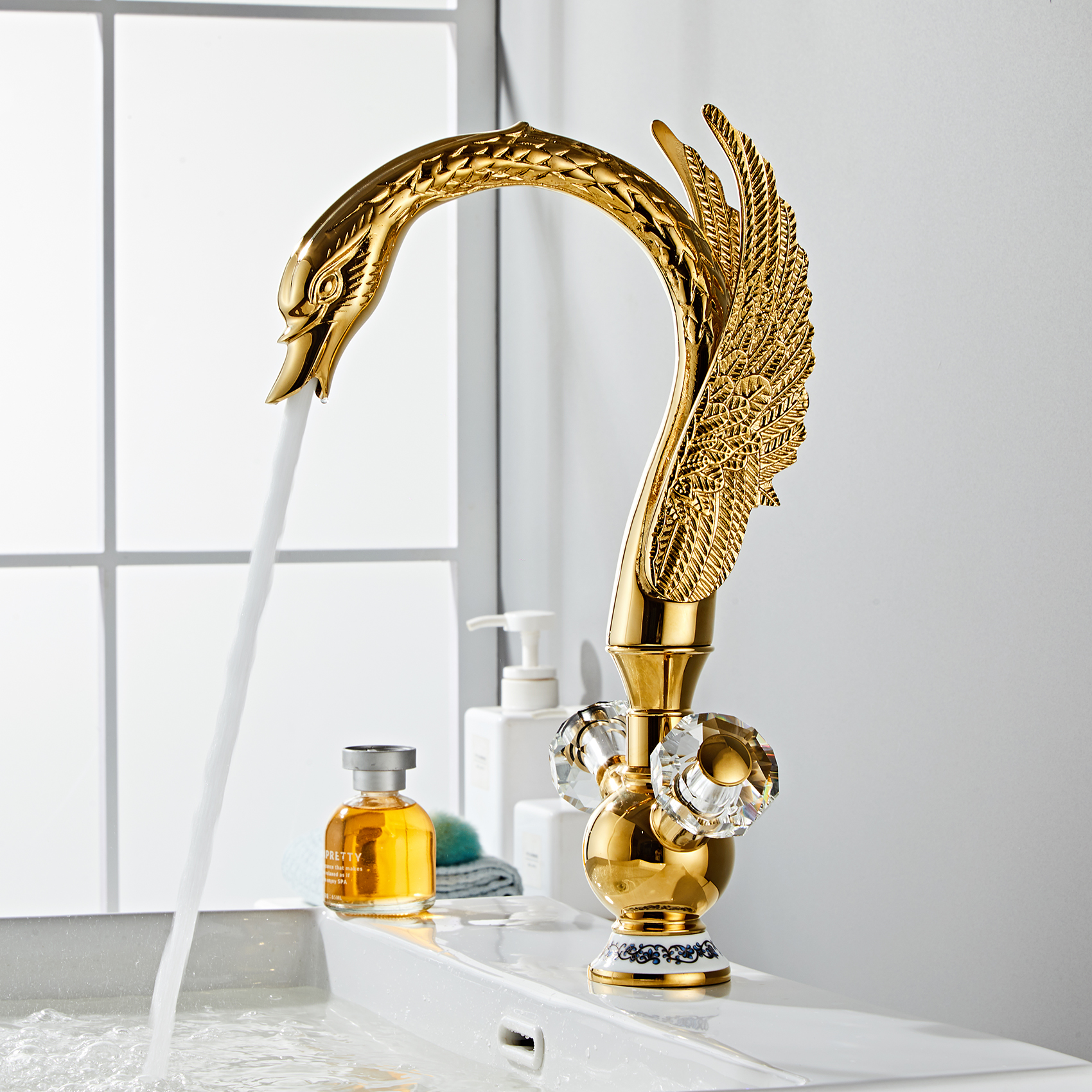 Wovier Widespread Faucet,Three Handle Two Hole Bathroom sink Faucet-W8336-1