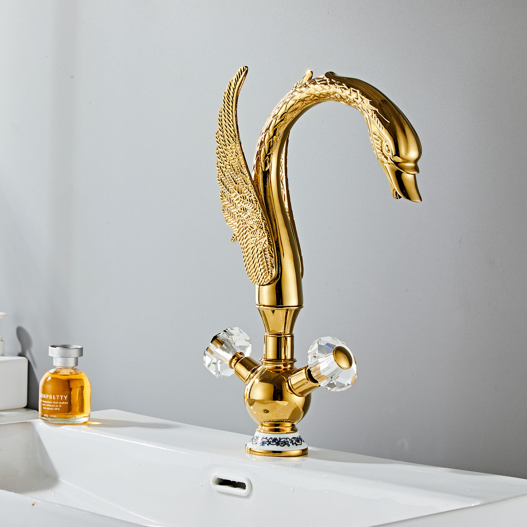 Wovier Widespread Faucet,Three Handle Two Hole Bathroom sink Faucet-W8336-4