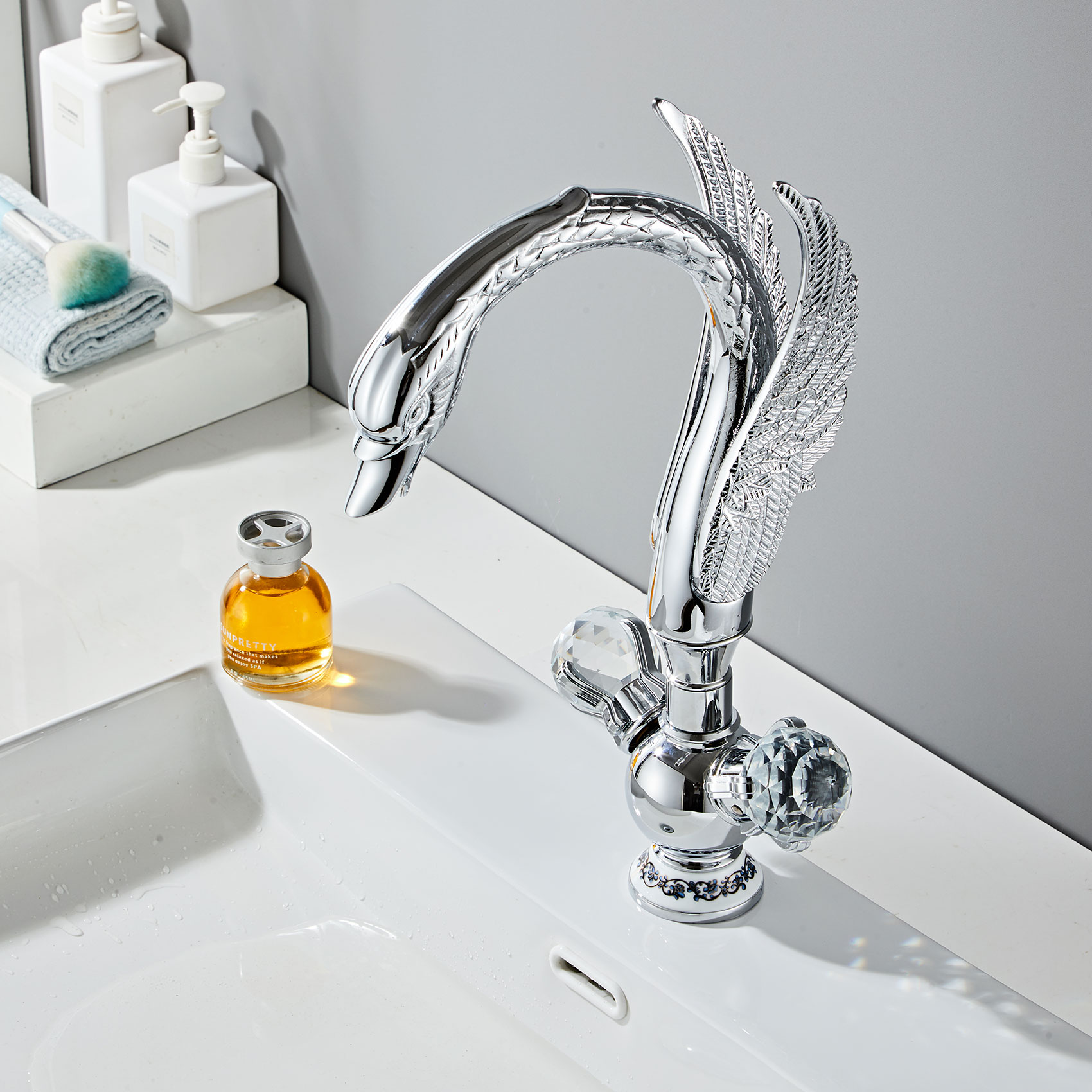 Wovier Widespread Faucet,Three Handle Two Hole Bathroom sink Faucet-W8336-8