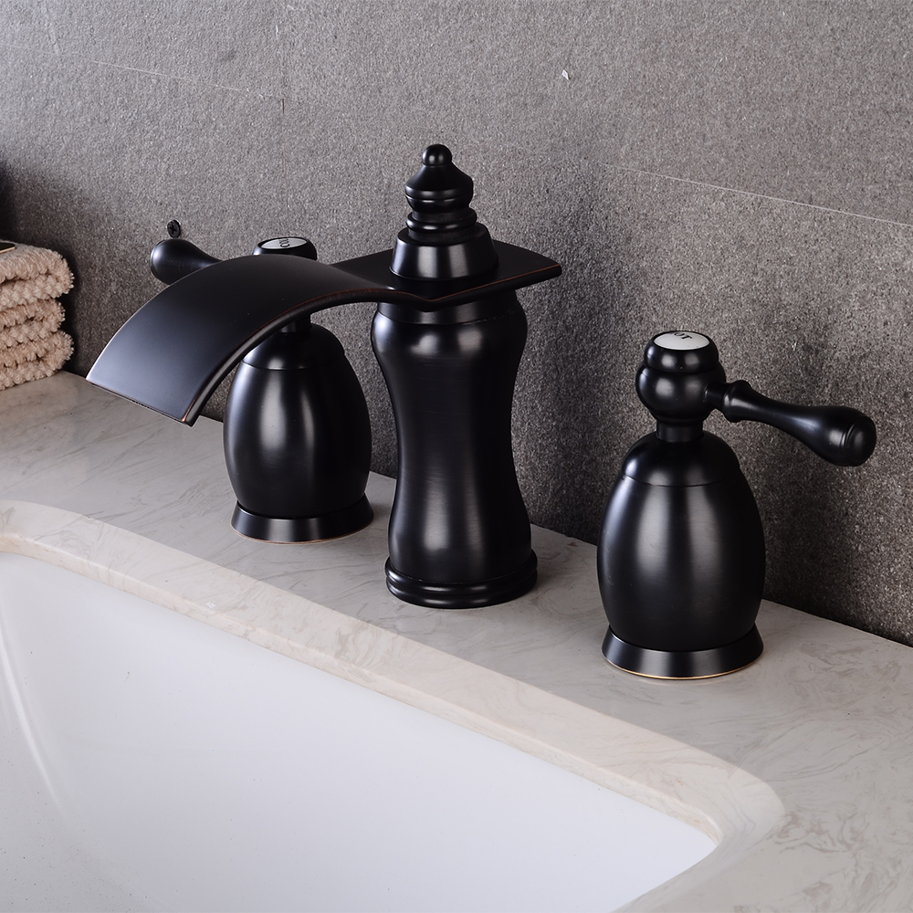Wovier Widespread Faucet,Three Handle Two Hole Bathroom sink Faucet-W8414-21