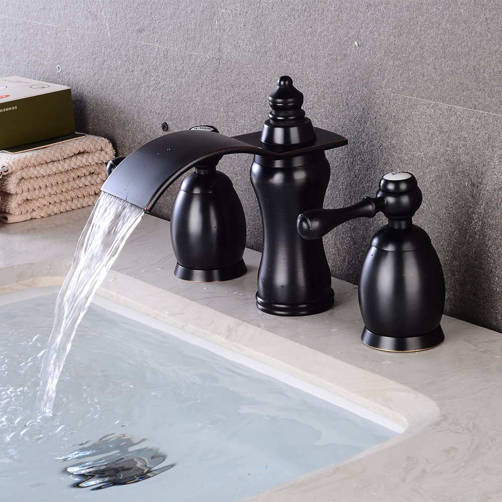 Wovier Widespread Faucet,Three Handle Two Hole Bathroom sink Faucet-W8414-04