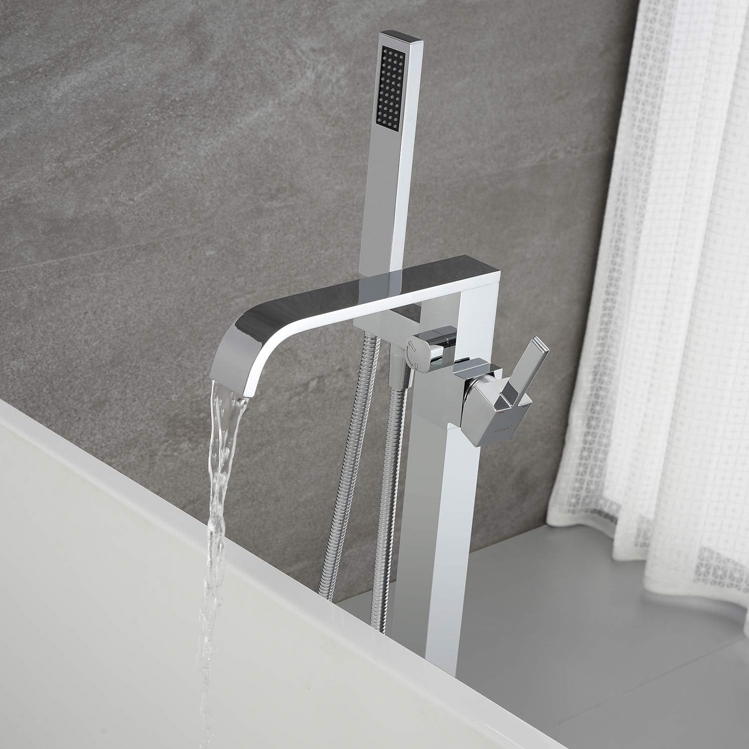 Wovier Floor Mounted Tub Filler Faucet, Freestanding Bathtub Faucet with Hand Shower W8782