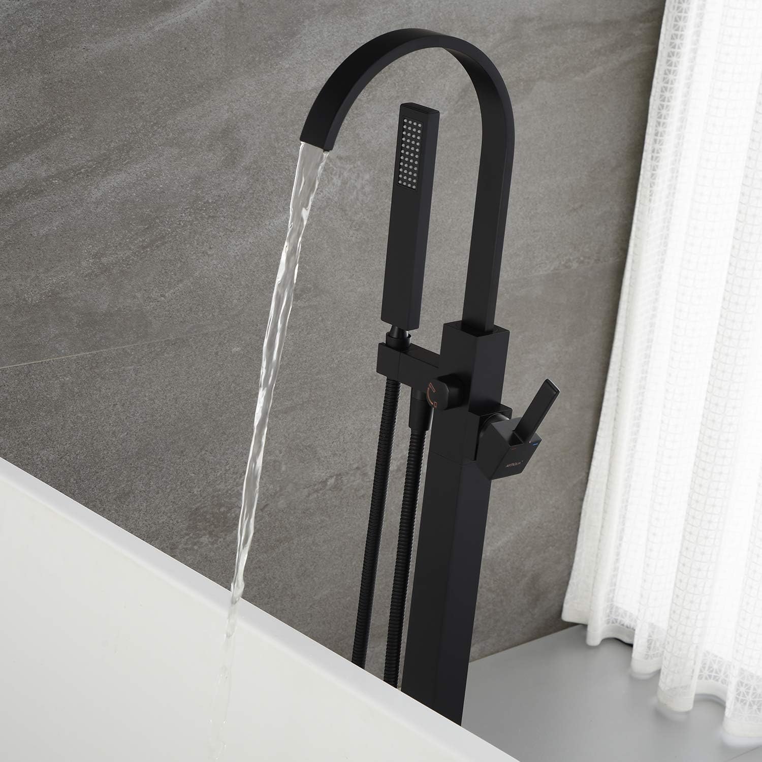 Wovier Floor Mounted Tub Filler Faucet, Freestanding Bathtub Faucet with Hand Shower W8783