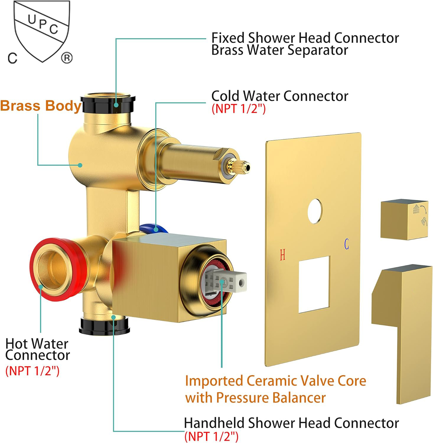 Wovier Shower System Rain Shower Handheld Sprayer with Shower Hose - W8818-3