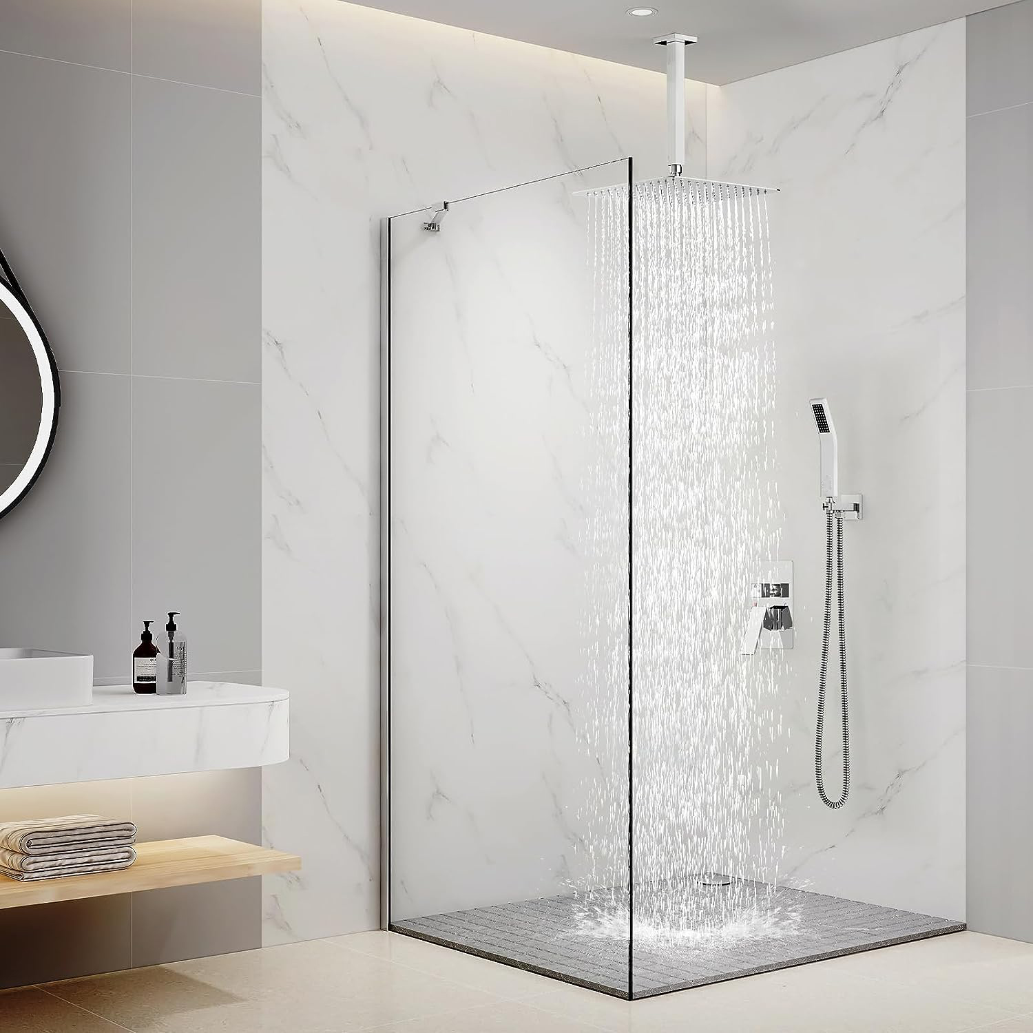 Wovier Shower System Rain Shower Handheld Sprayer with Shower Hose - W8818-10