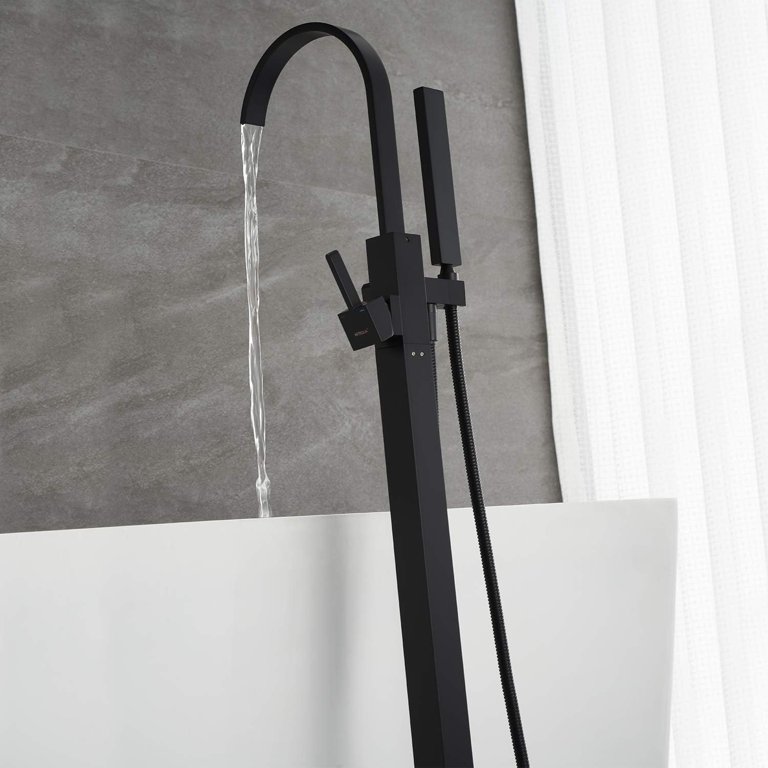Wovier Floor Mounted Tub Filler Faucet, Freestanding Bathtub Faucet with Hand Shower W8783