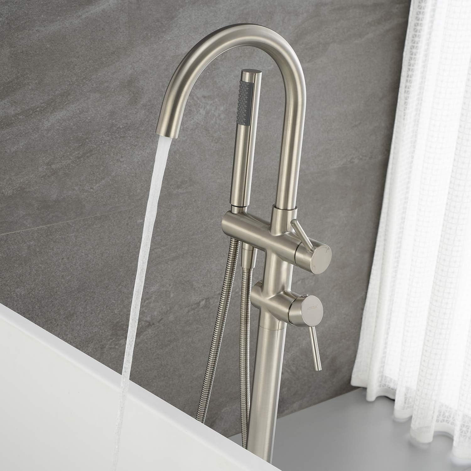 Wovier Floor Mounted Tub Filler Faucet, Freestanding Bathtub Faucet with Hand Shower W8790