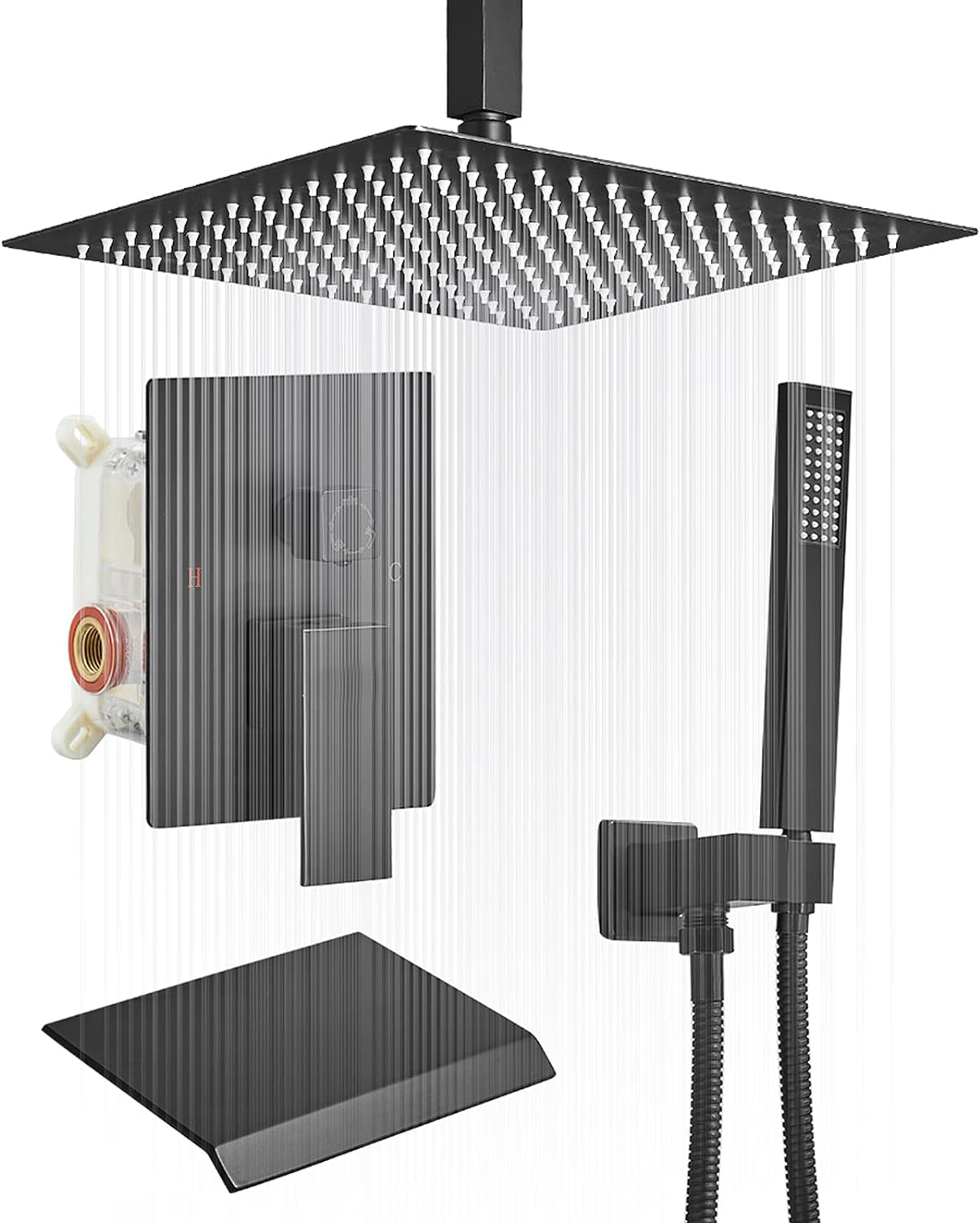 Wovier Shower System Rain Shower Handheld Sprayer with Shower Hose - W8812-7