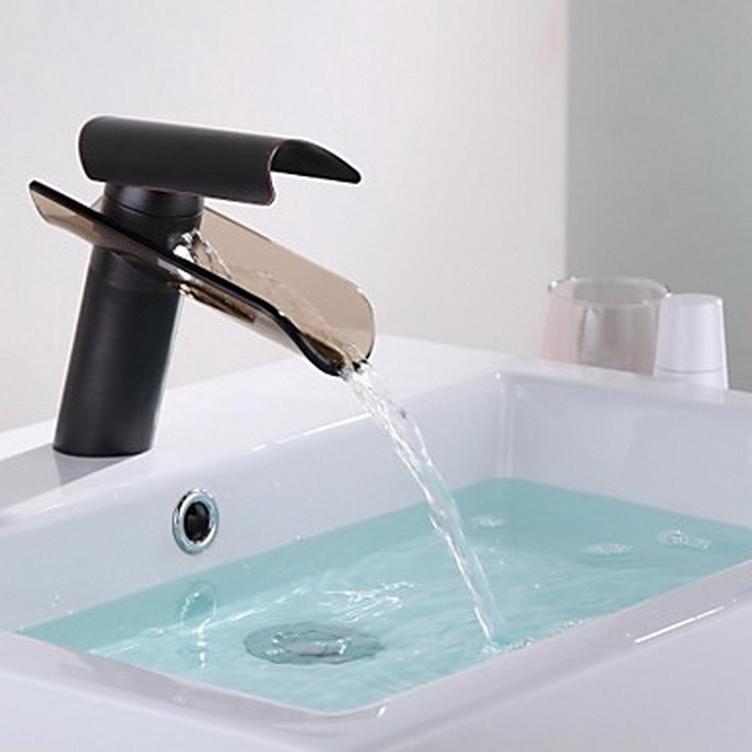 Wovier Waterfall Bathroom Sink Faucet,Single Handle Single Hole Faucet-W8216-1