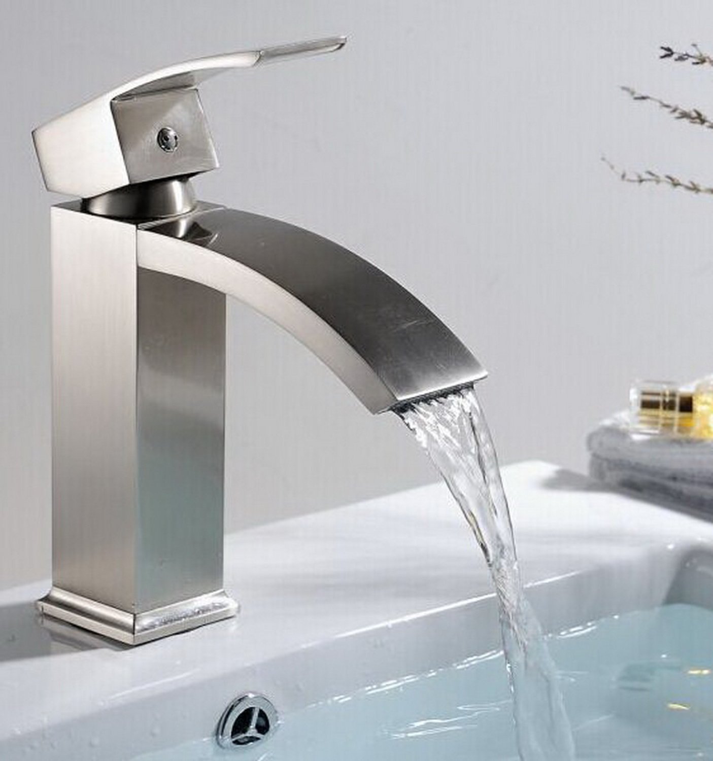 Wovier Waterfall Bathroom Sink Faucet,Single Handle Single Hole Faucet-W8220-3