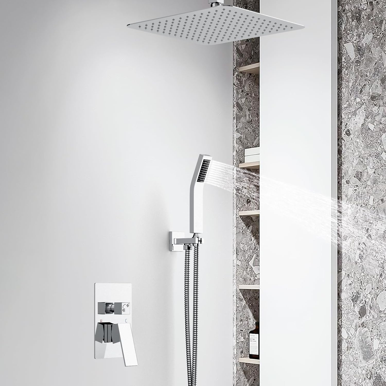 Wovier Shower System Rain Shower Handheld Sprayer with Shower Hose - W8818-26