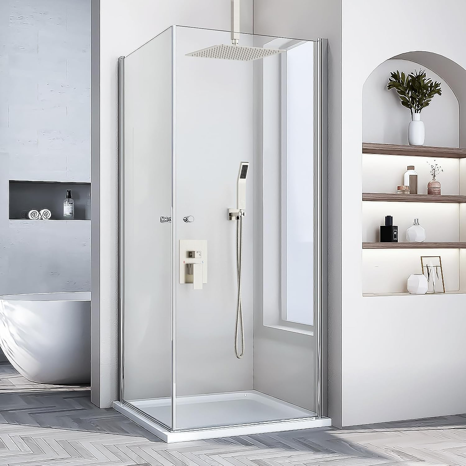 Wovier Shower System Rain Shower Handheld Sprayer with Shower Hose - W8818-15