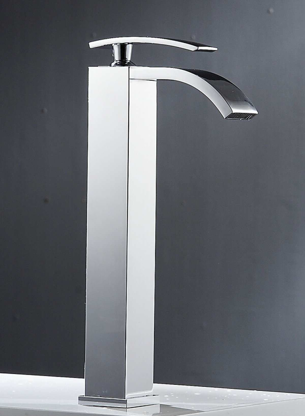 Wovier Waterfall Vessel Faucet with Supply Hose,Single Handle Single Hole Bathroom Faucet W8235-11