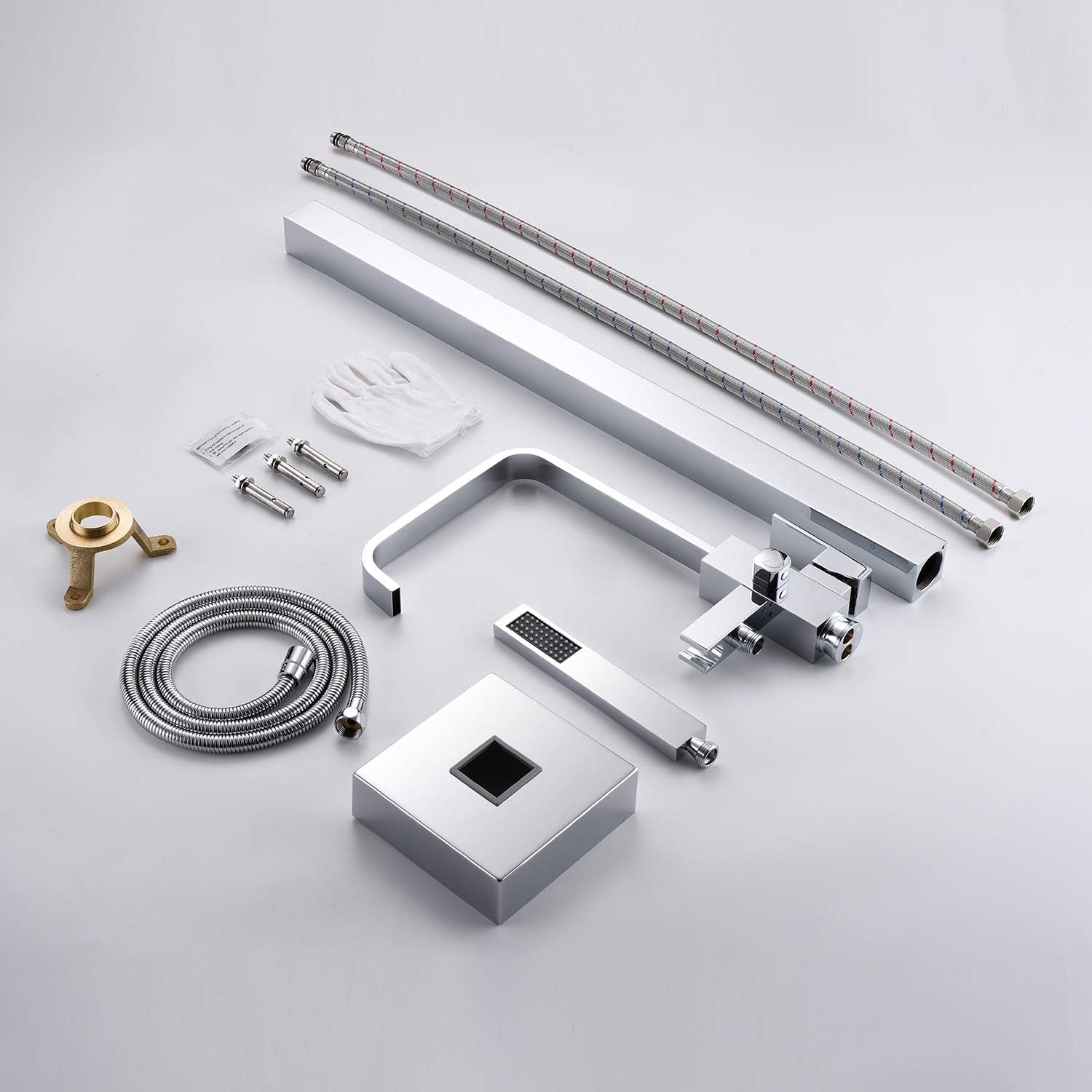 Wovier Floor Mounted Tub Filler Faucet, Freestanding Bathtub Faucet with Hand Shower W8785