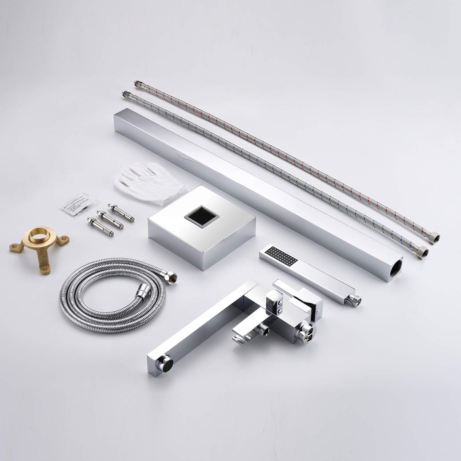 Wovier Floor Mounted Tub Filler Faucet, Freestanding Bathtub Faucet with Hand Shower W8792