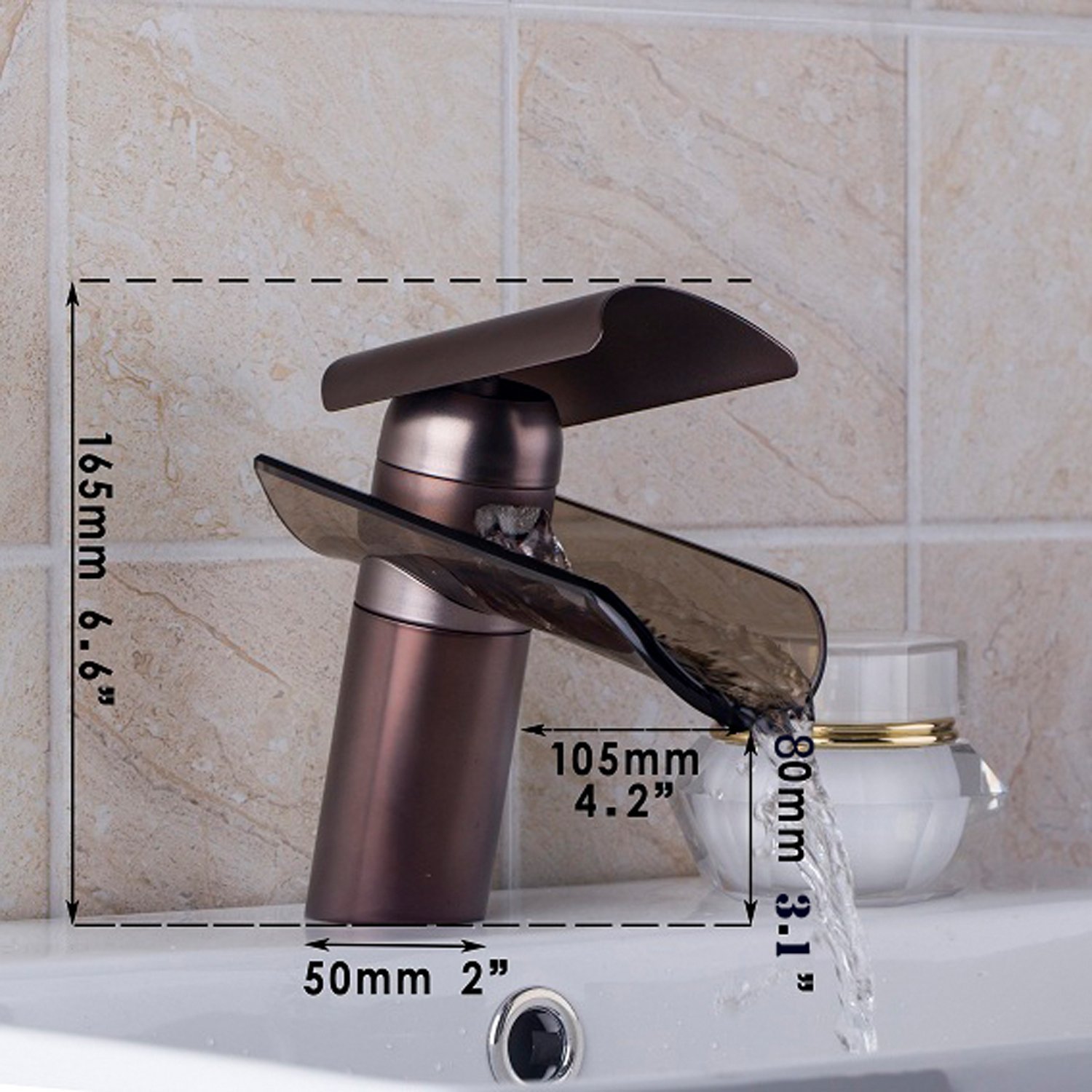 Wovier Waterfall Bathroom Sink Faucet,Single Handle Single Hole Faucet-W8216-2