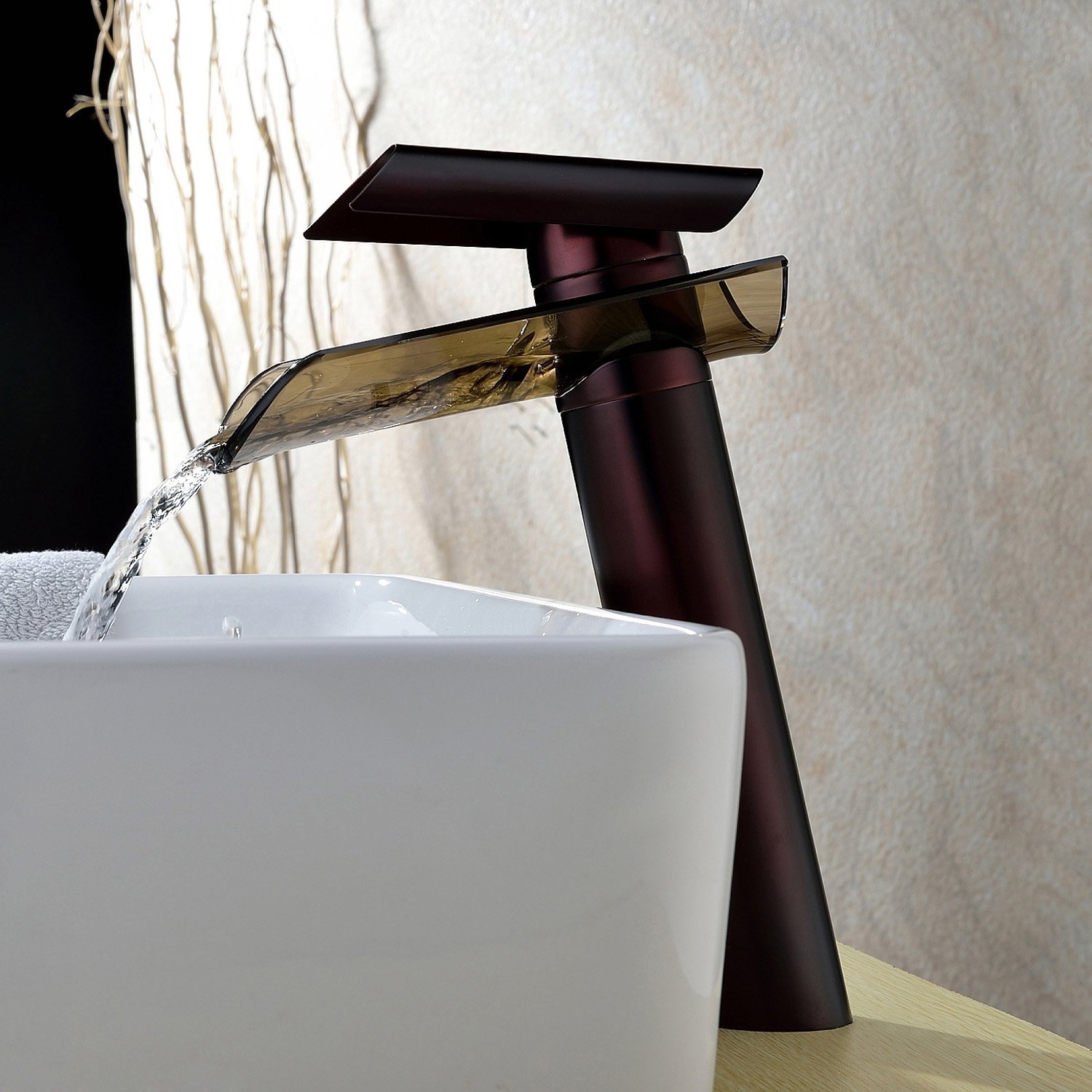 Wovier Waterfall Vessel Faucet, Single Handle Single Hole Bathroom Faucet - w8215-12