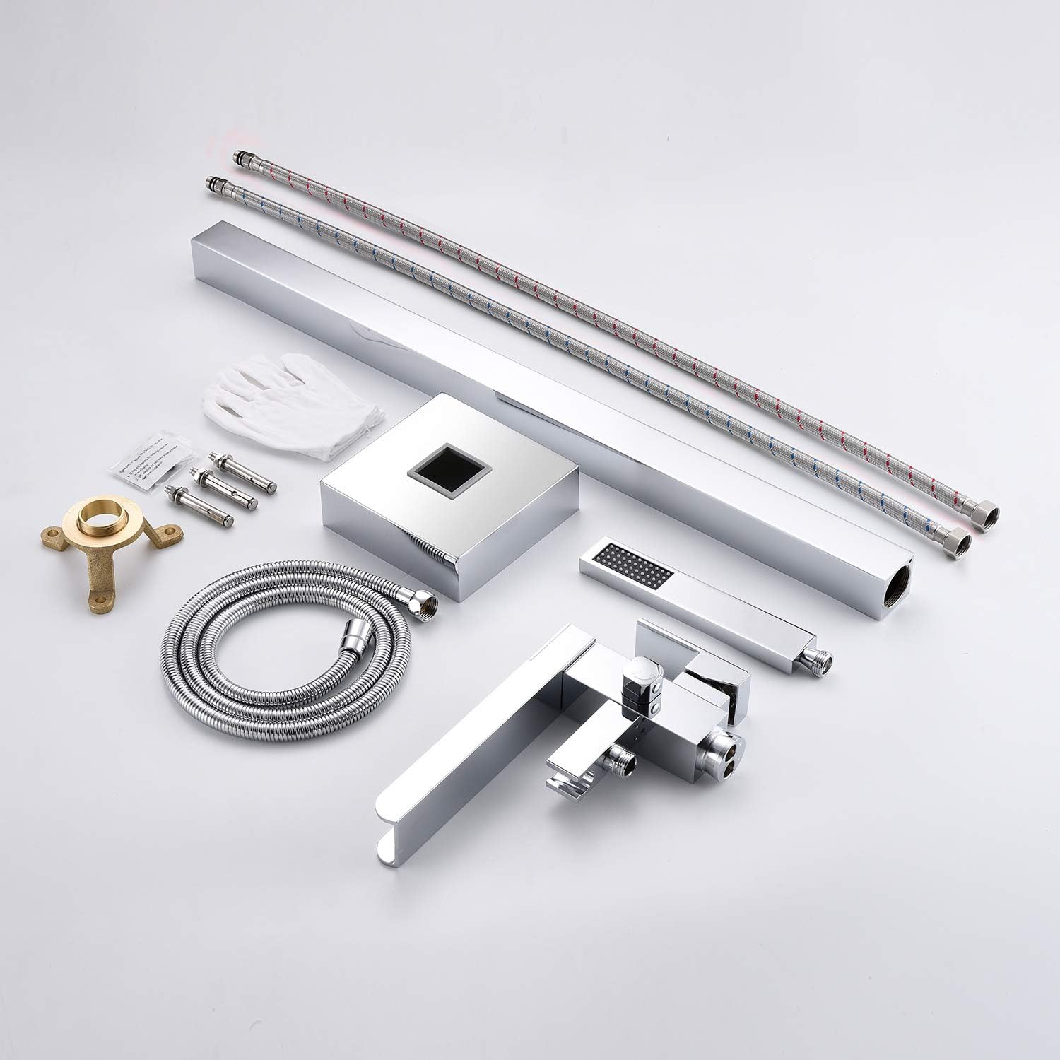 Wovier Floor Mounted Tub Filler Faucet, Freestanding Bathtub Faucet with Hand Shower W8786