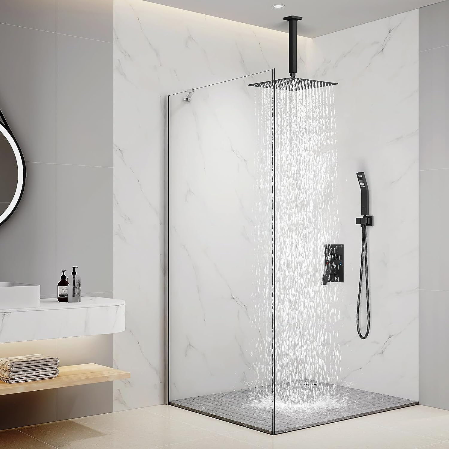 Wovier Shower System Rain Shower Handheld Sprayer with Shower Hose - W8818-18